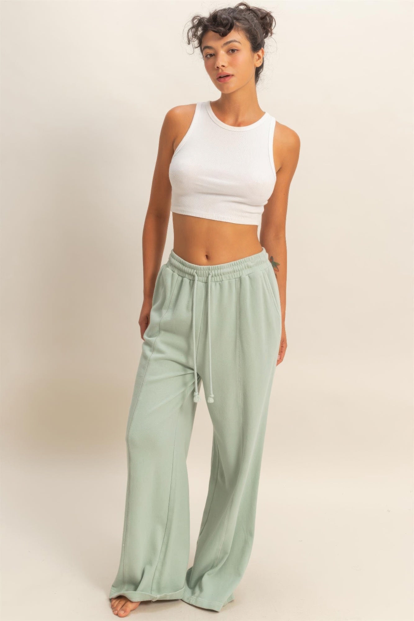 Acid Wash French Terry Wide-leg Pants Secondary image