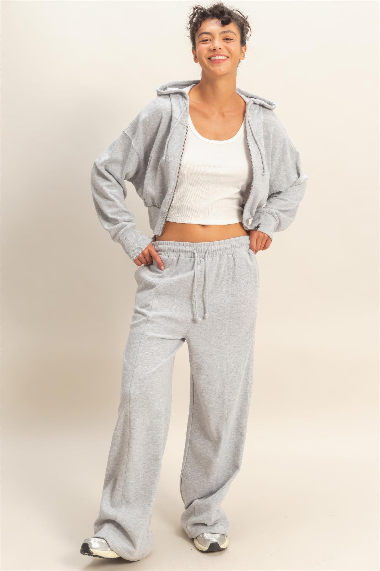 Acid Wash French Terry Wide-leg Pants Secondary image