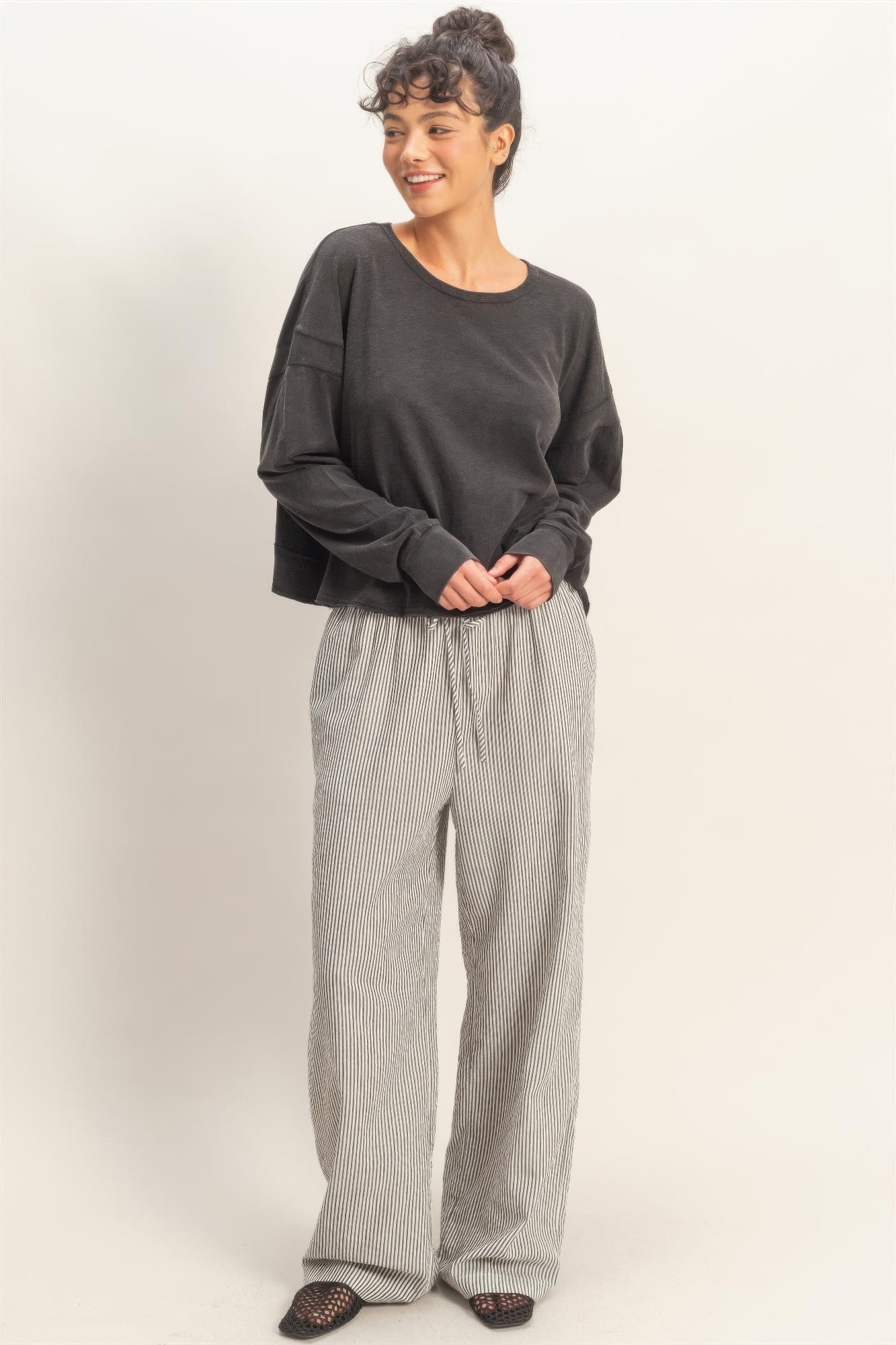 Cross Detail Open Back Long-sleeve Top Secondary image