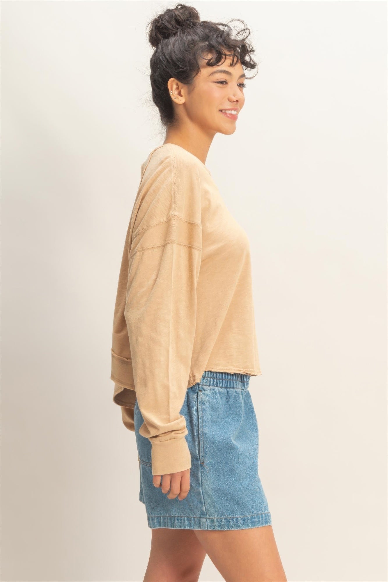 Cross Detail Open Back Long-sleeve Top Secondary image