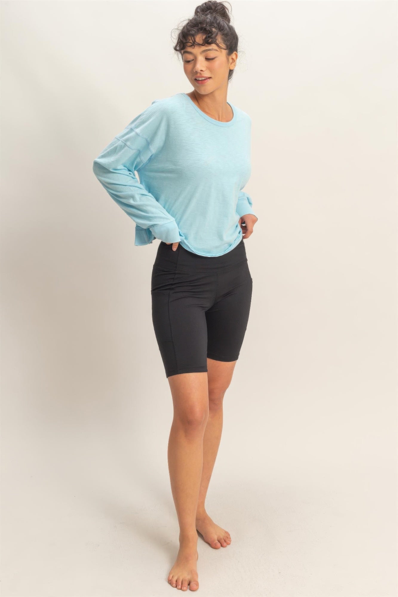 Cross Detail Open Back Long-sleeve Top Secondary image
