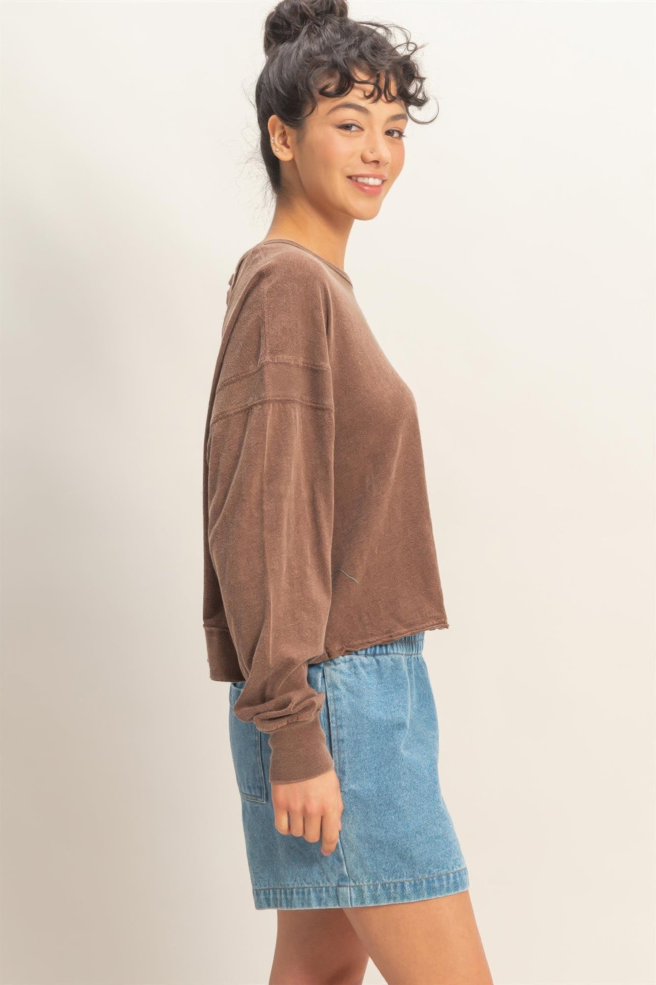 Cross Detail Open Back Long-sleeve Top Secondary image