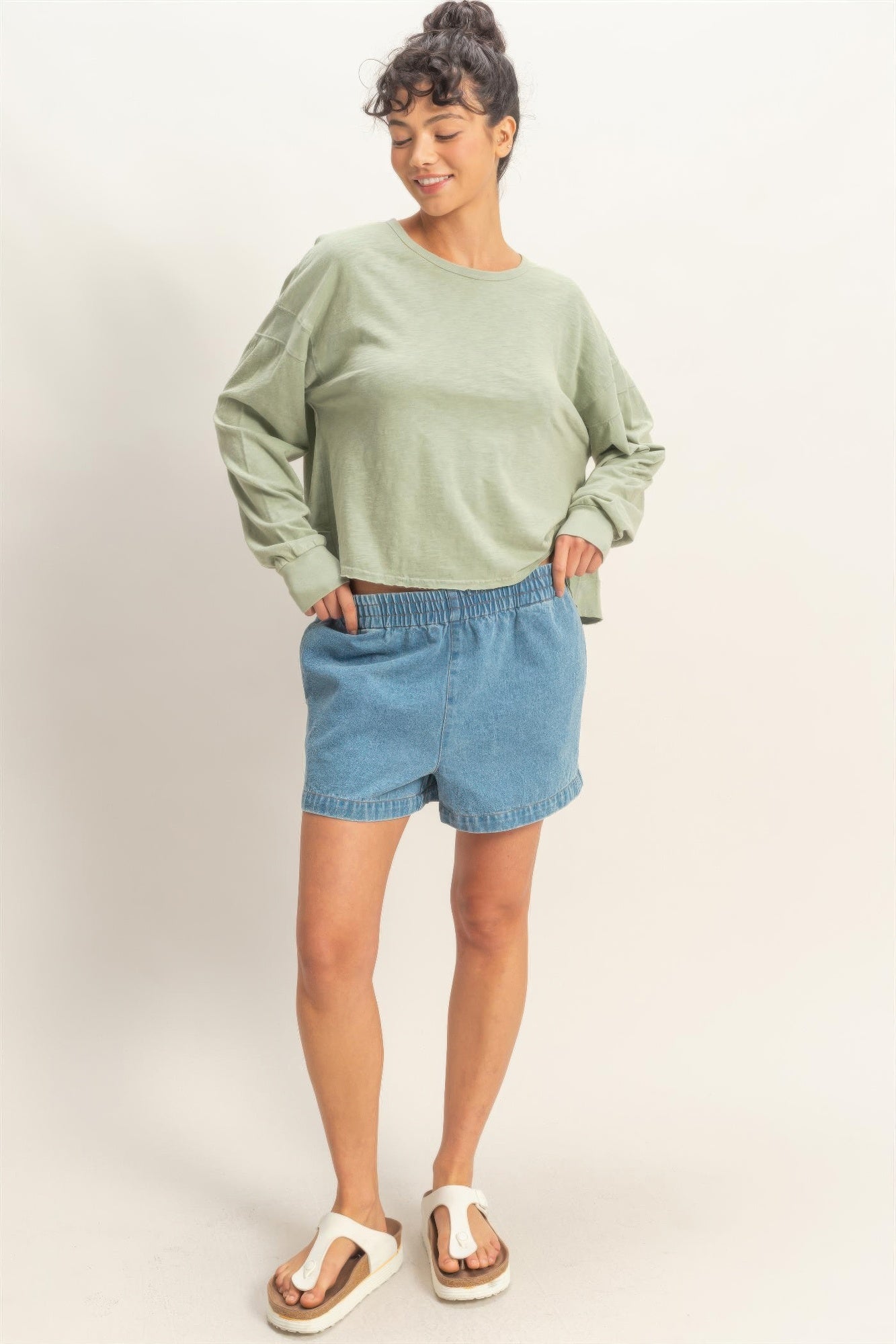 Cross Detail Open Back Long-sleeve Top Secondary image
