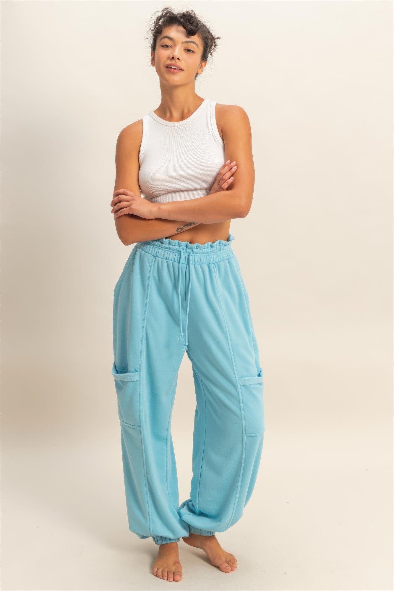 Ruffle Waist Burnout Jogger Pants Secondary image