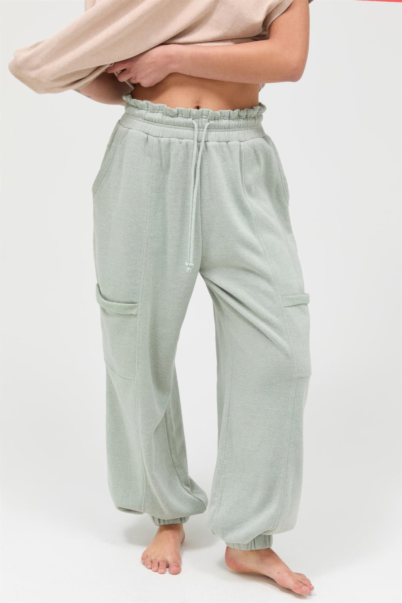 Ruffle Waist Burnout Jogger Pants Secondary image