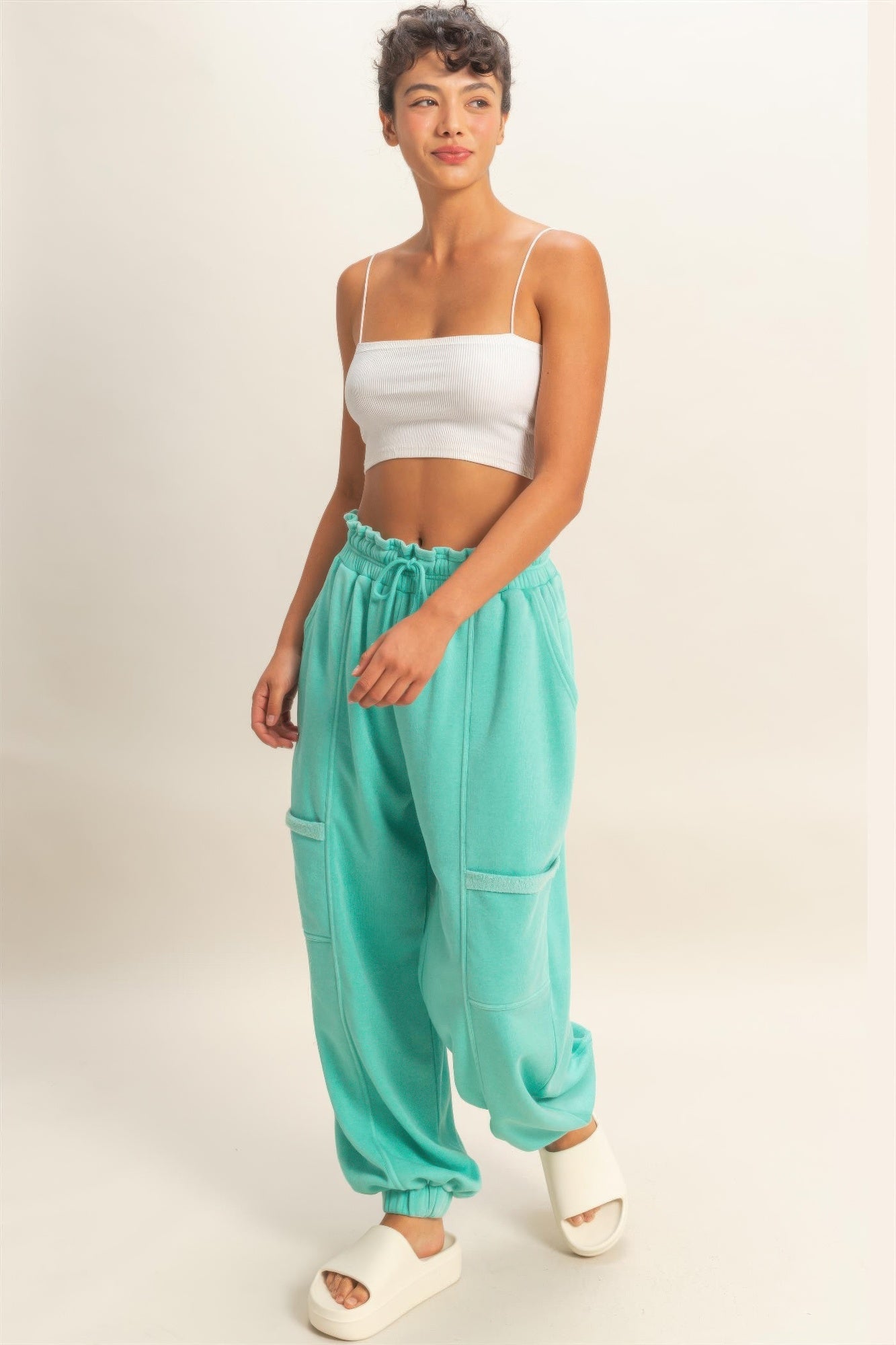 Ruffle Waist Burnout Jogger Pants Secondary image