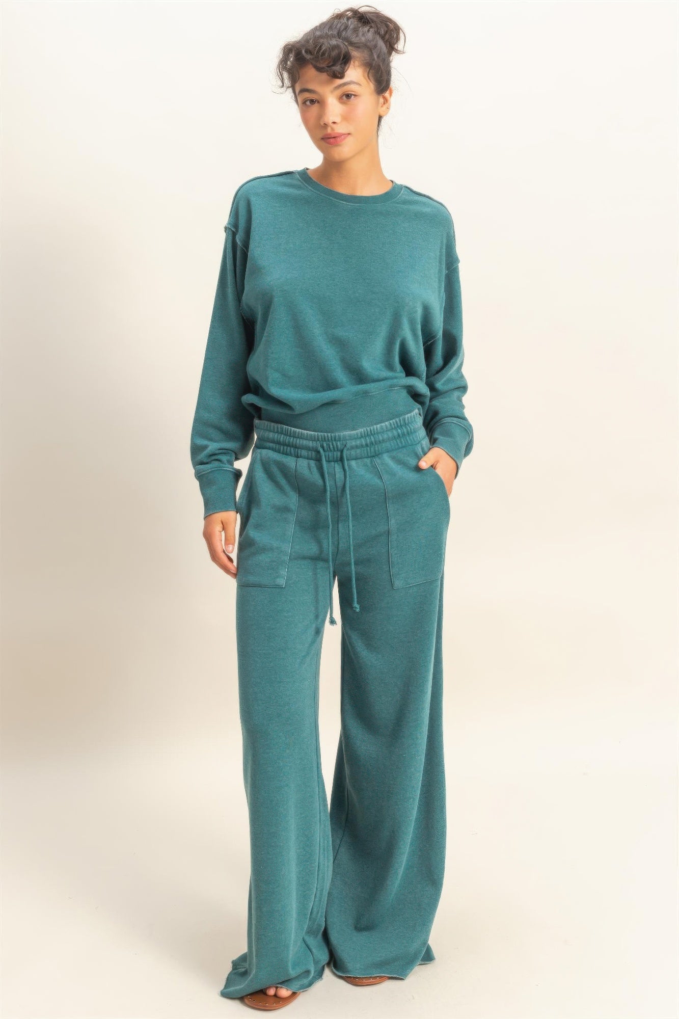 Burnout French Terry Wide-leg Pants Secondary image