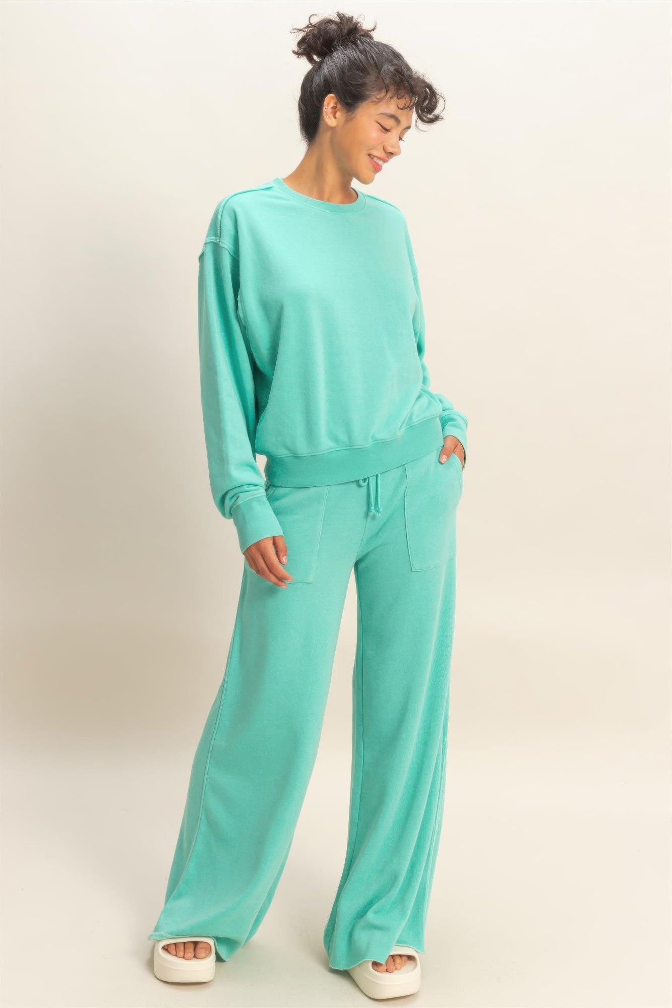 Burnout French Terry Wide-leg Pants Secondary image