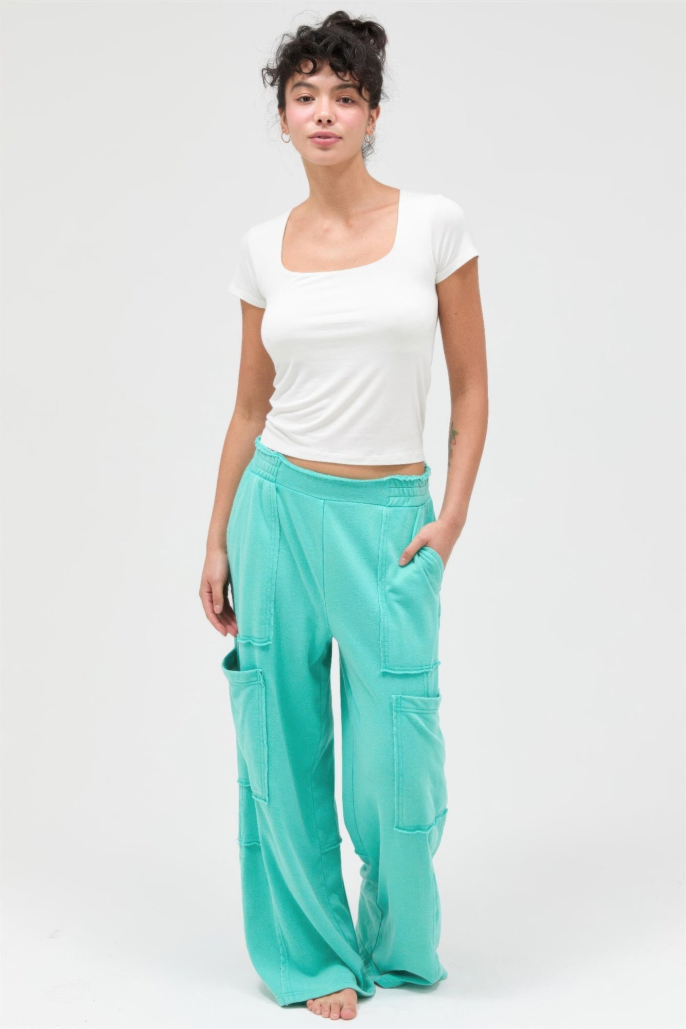 Mineral Wash Wide Leg Cargo Pants Secondary image