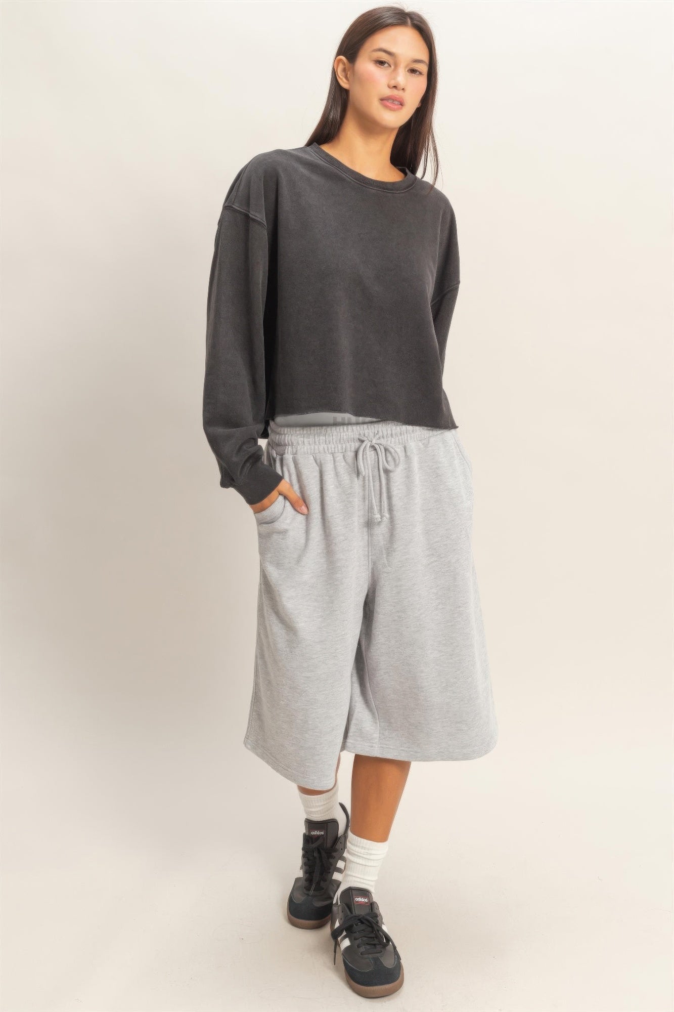 Cropped Mineral Wash Sweatshirt Secondary image