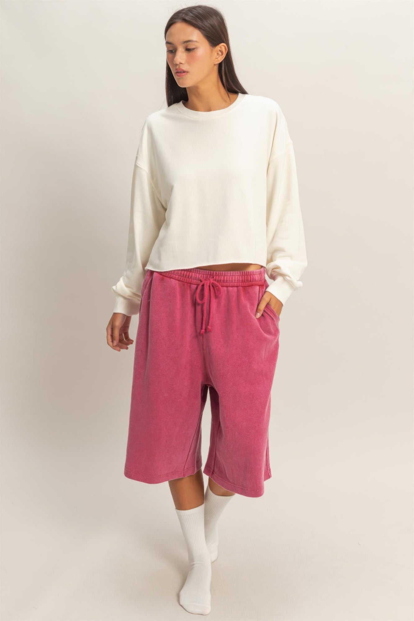 Cropped Mineral Wash Sweatshirt Secondary image