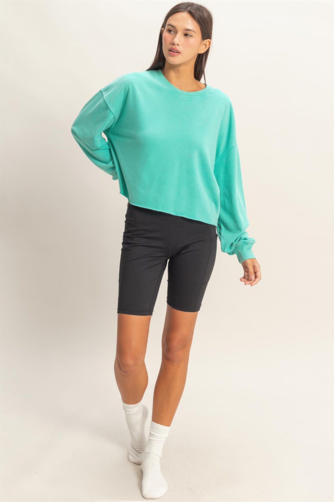 Cropped Mineral Wash Sweatshirt Secondary image