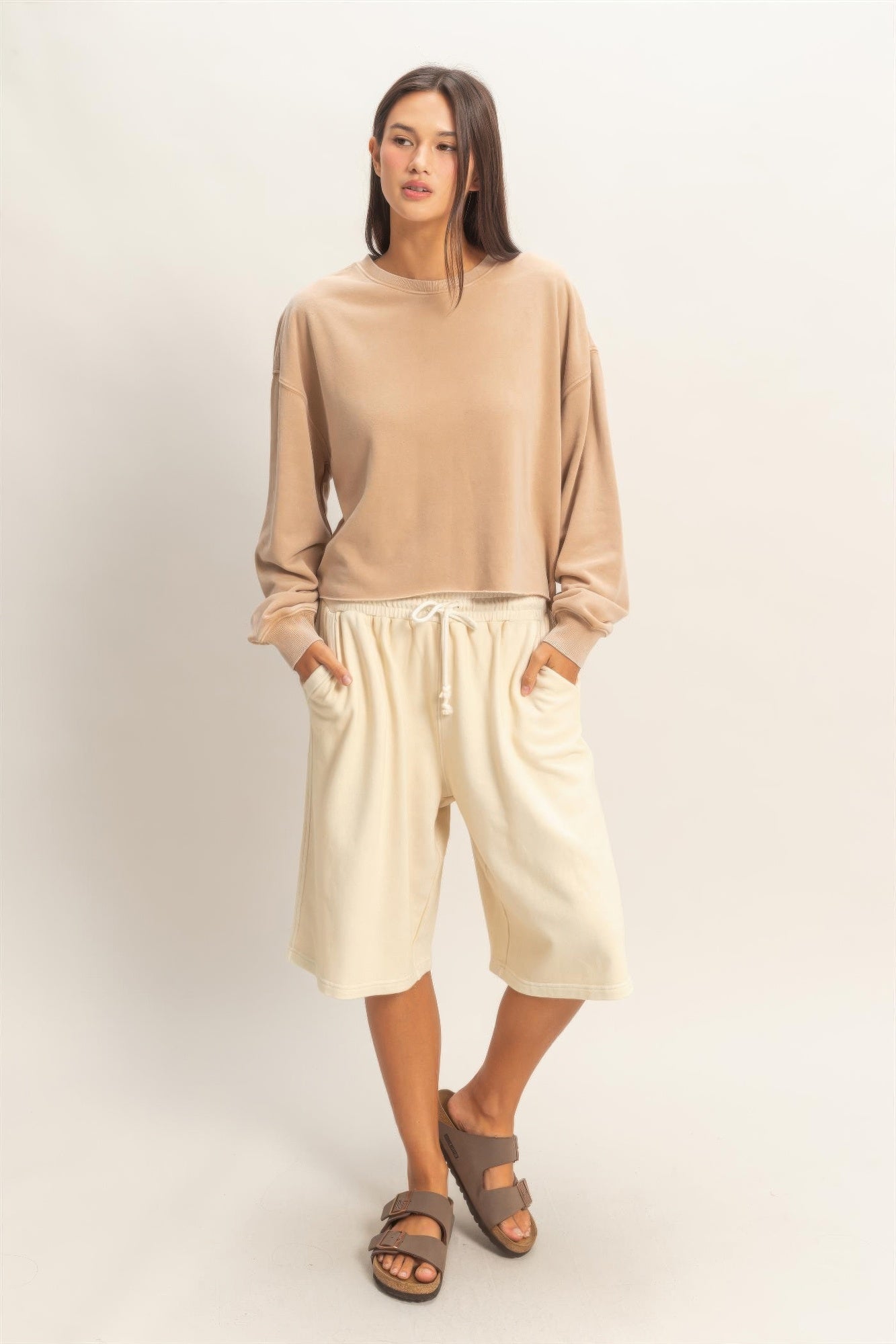Cropped Mineral Wash Sweatshirt Secondary image