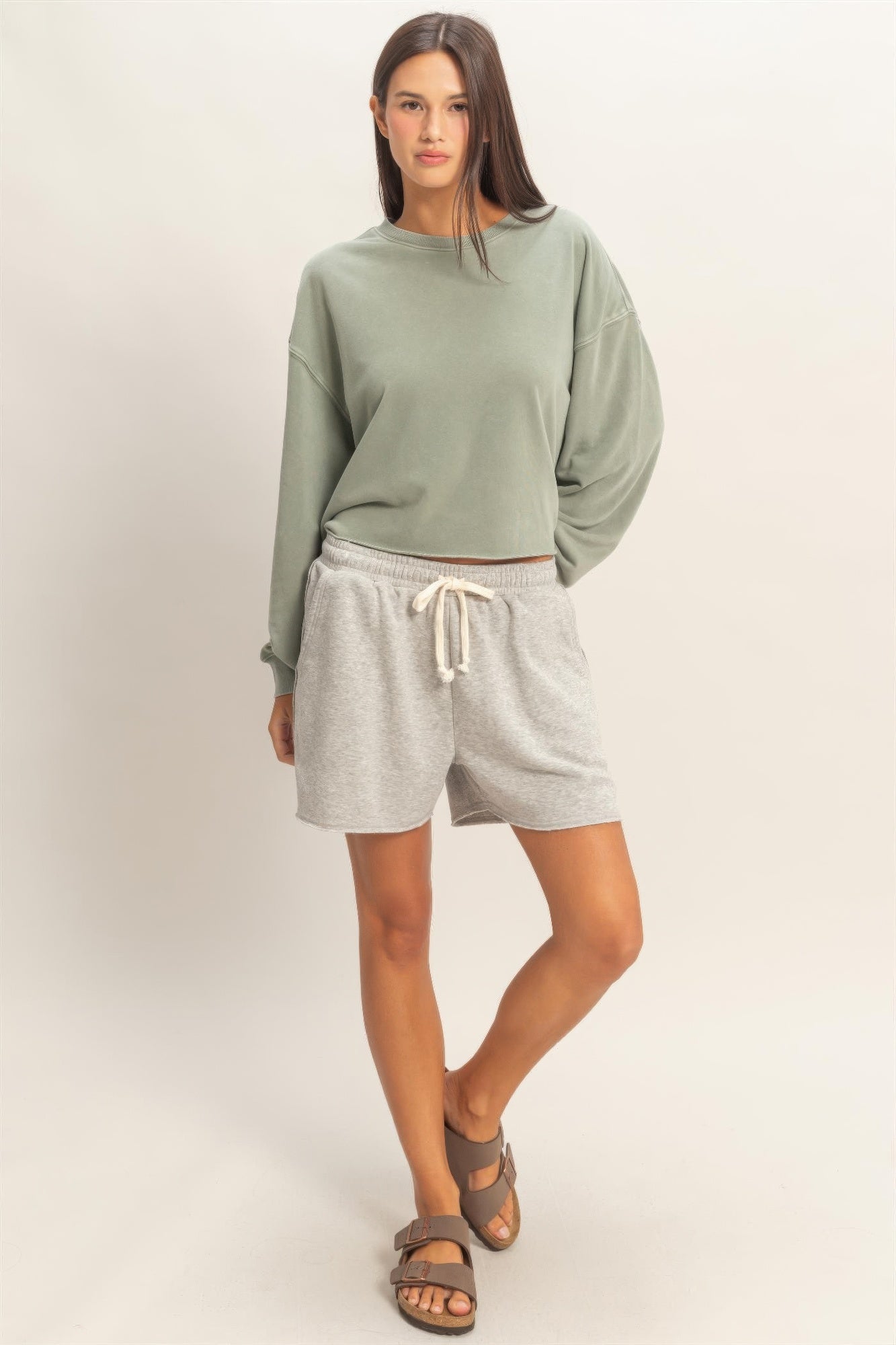 Cropped Mineral Wash Sweatshirt Secondary image