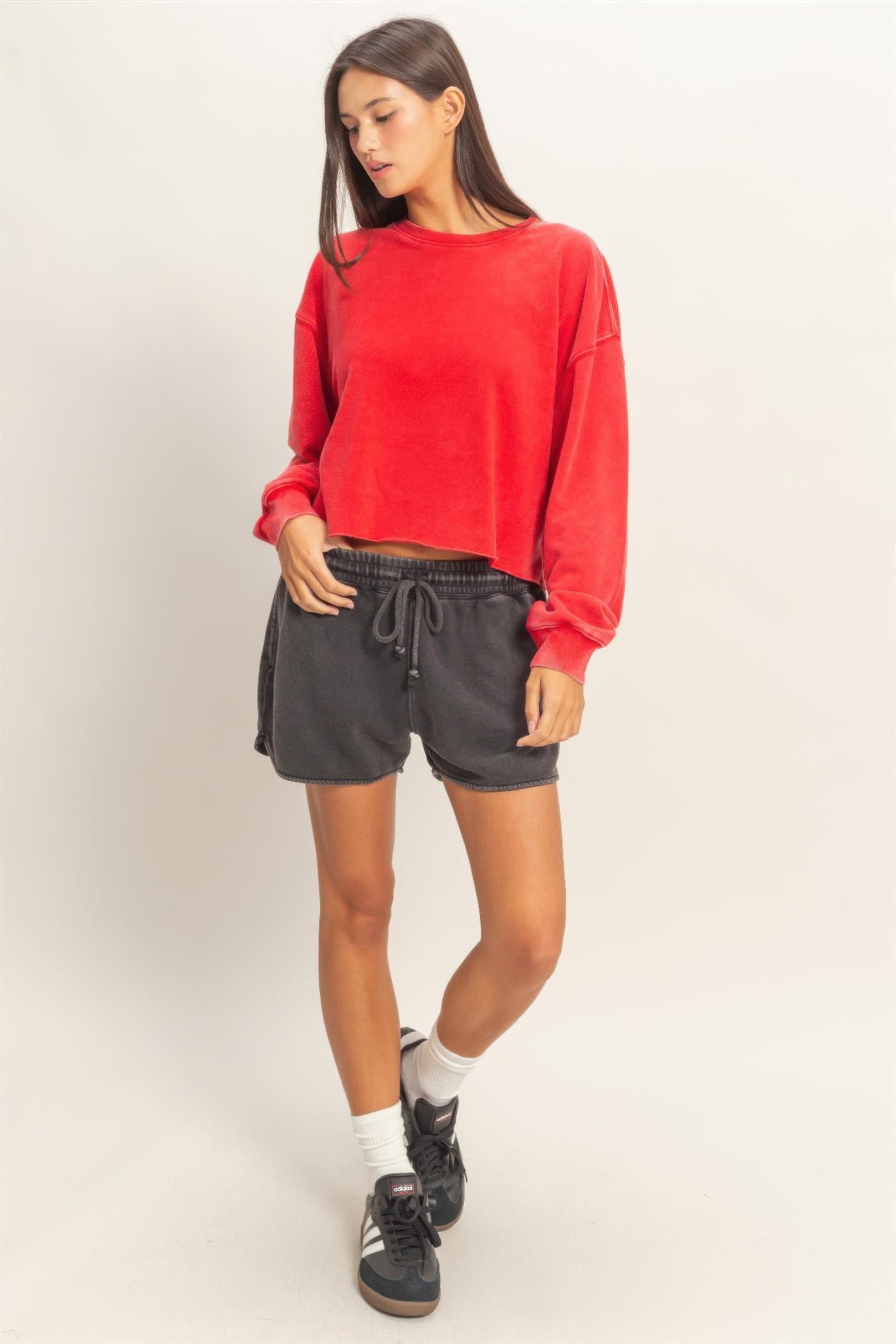 Cropped Mineral Wash Sweatshirt Secondary image