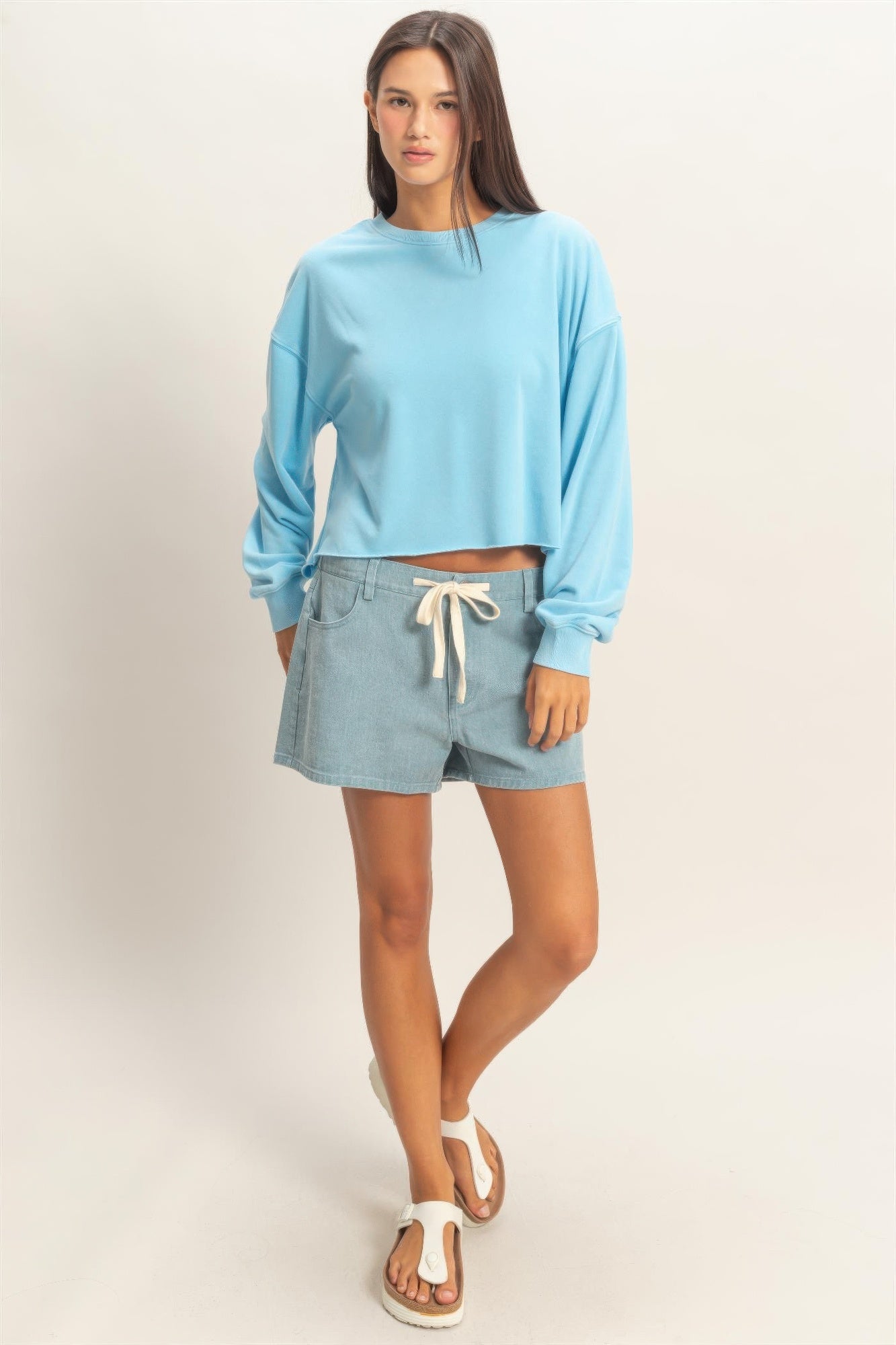 Cropped Mineral Wash Sweatshirt Secondary image