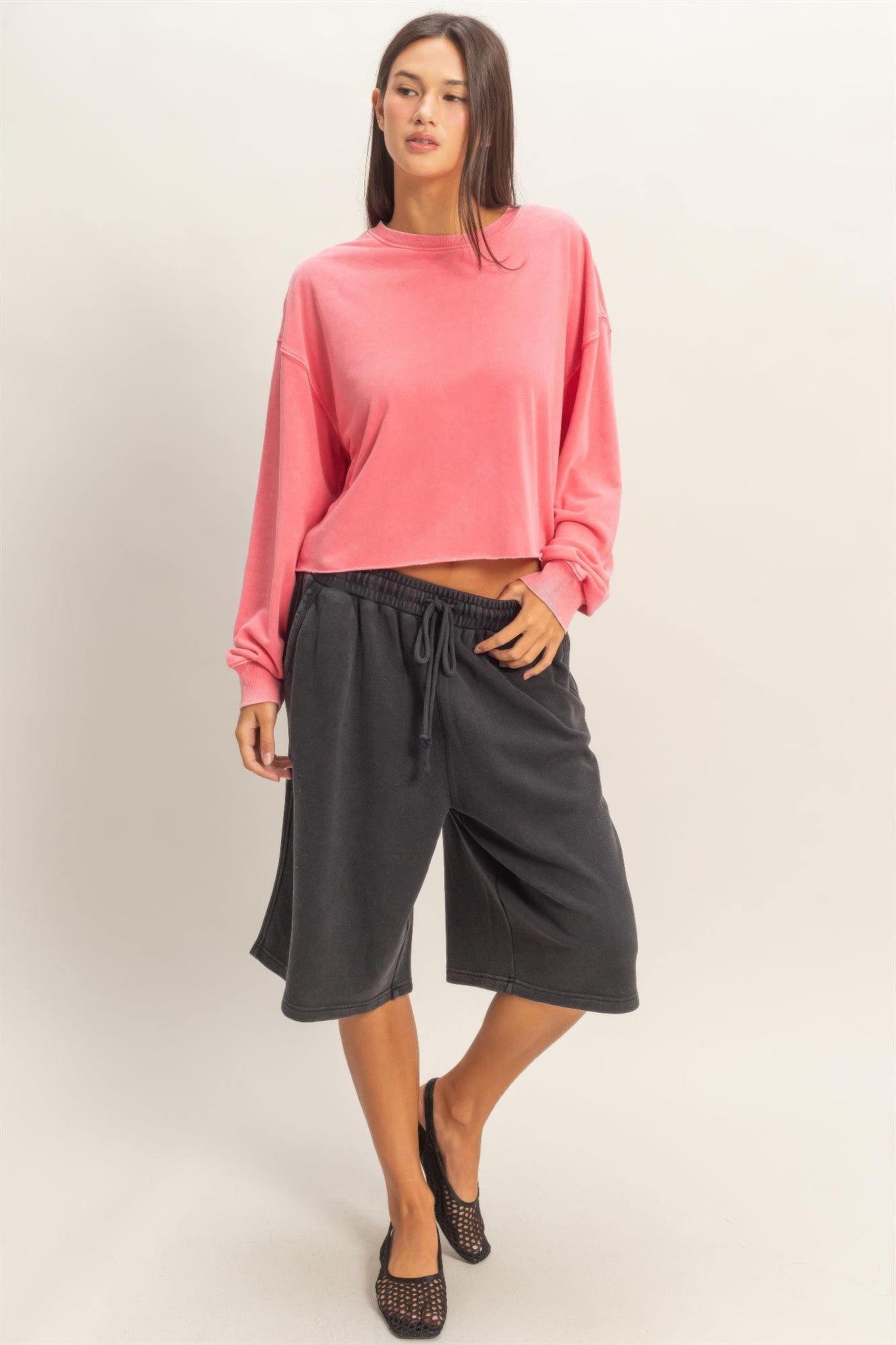 Cropped Mineral Wash Sweatshirt Secondary image