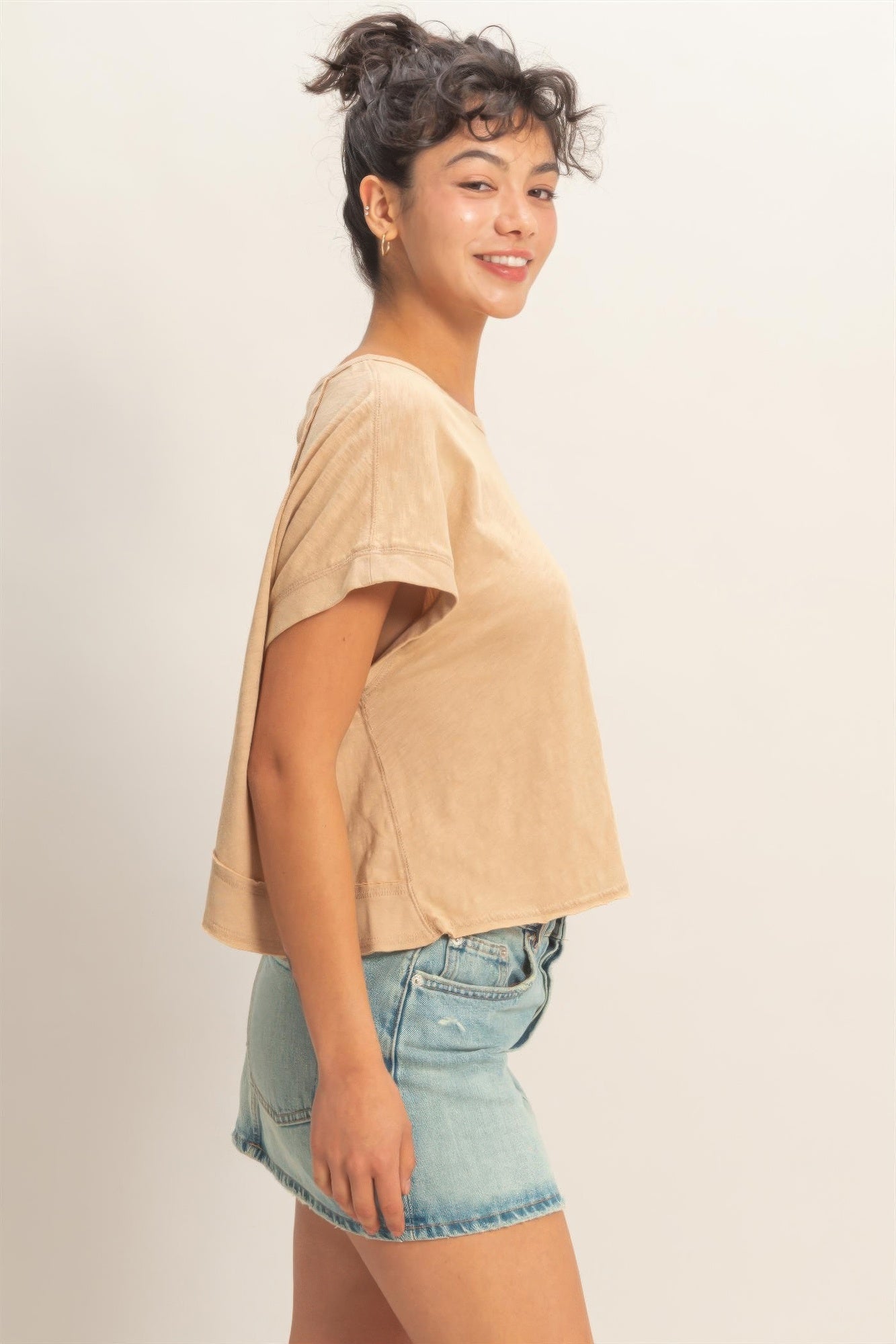 Acid Washed Cross Detail Open Back Top Secondary image