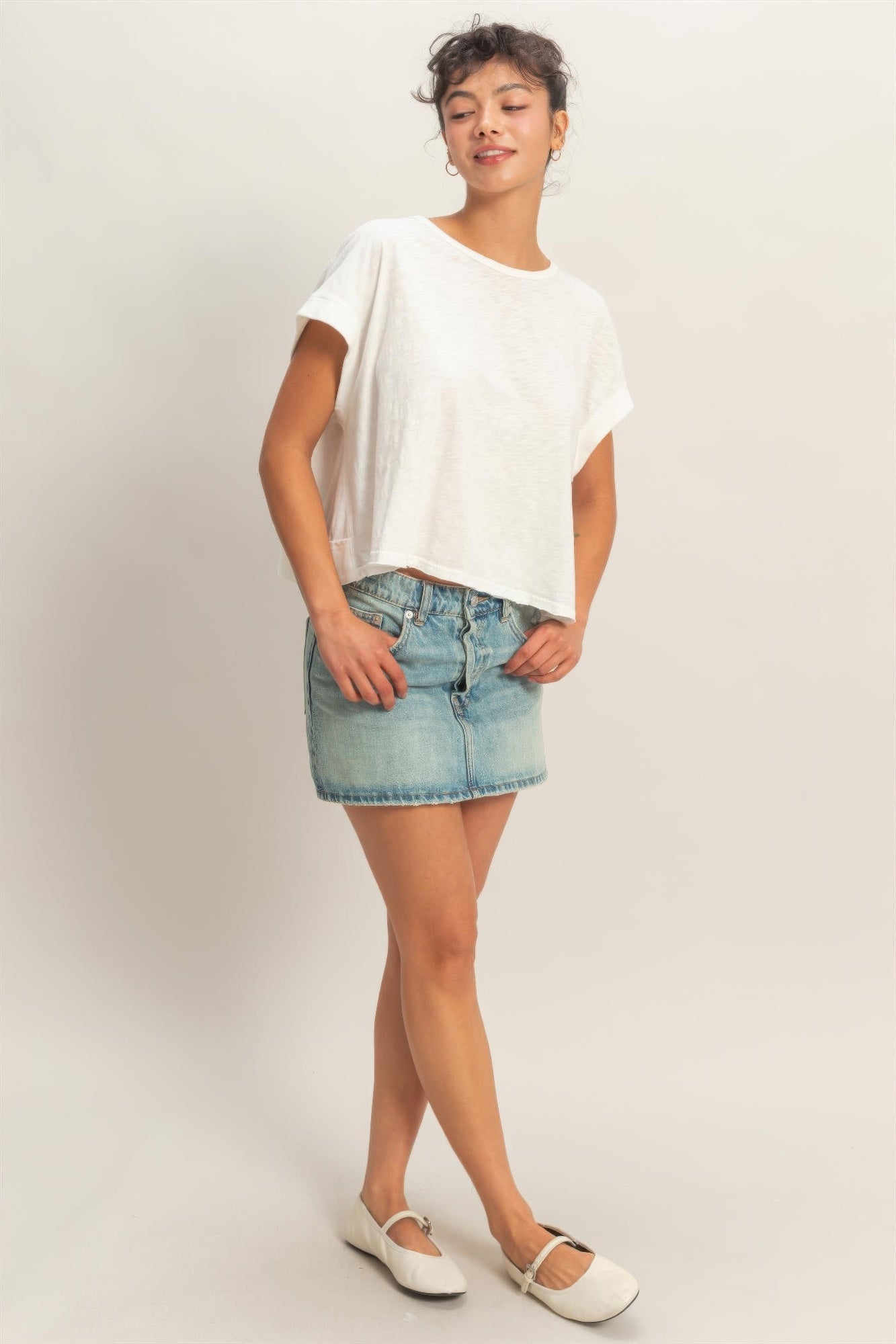 Acid Washed Cross Detail Open Back Top Secondary image