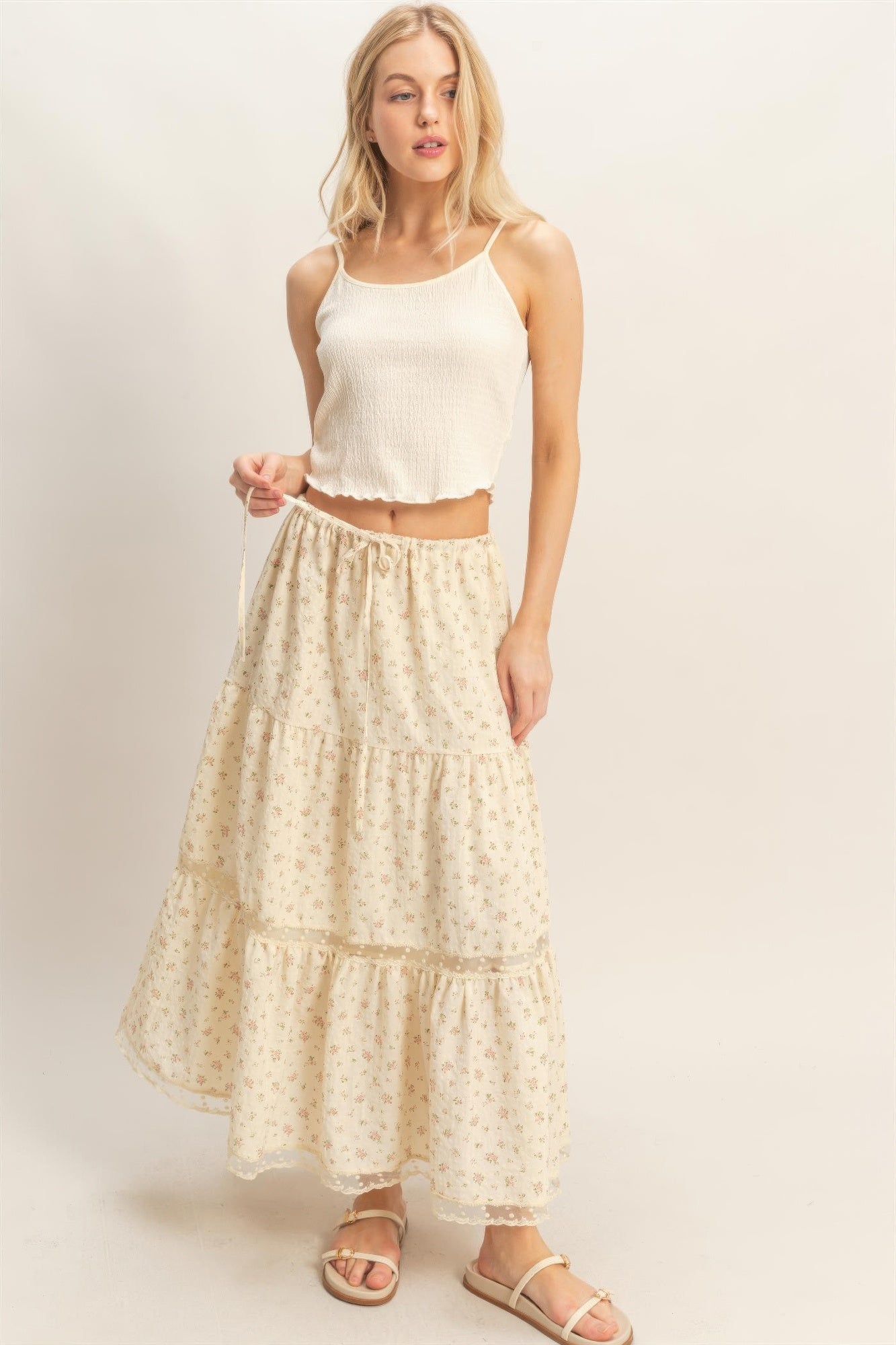Tiered Lace Trim Skirt Secondary image