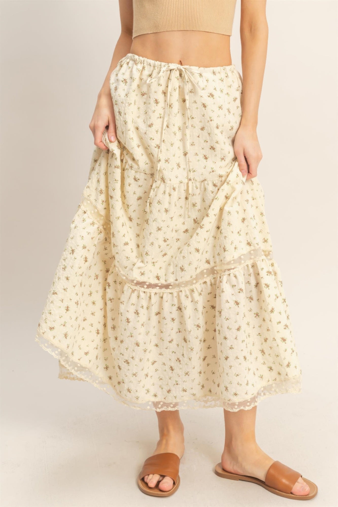 Tiered Lace Trim Skirt Secondary image
