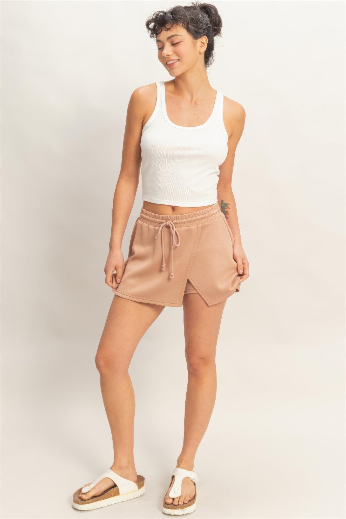 Wrap Front Elastic Waist Skort Secondary image