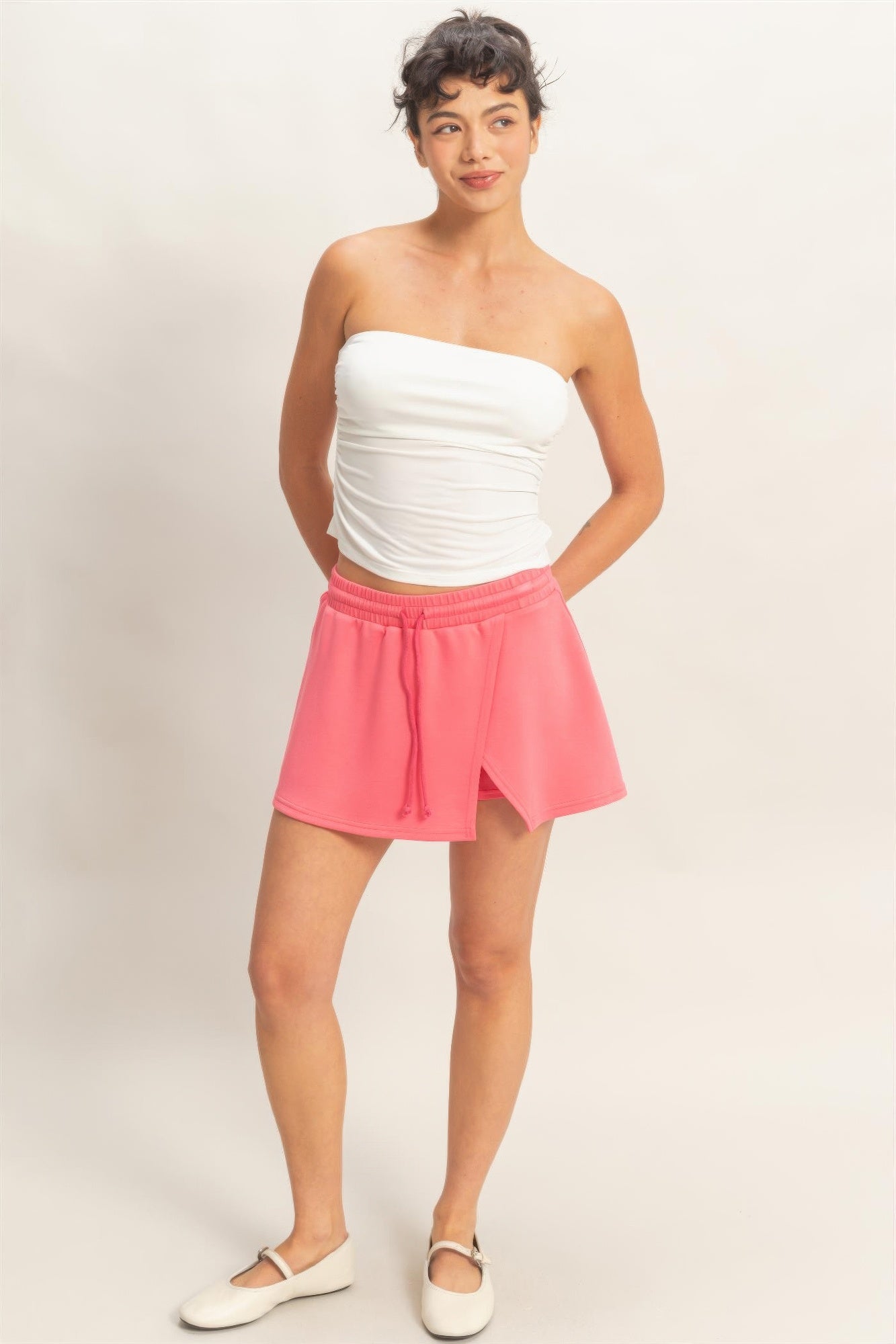 Wrap Front Elastic Waist Skort Secondary image