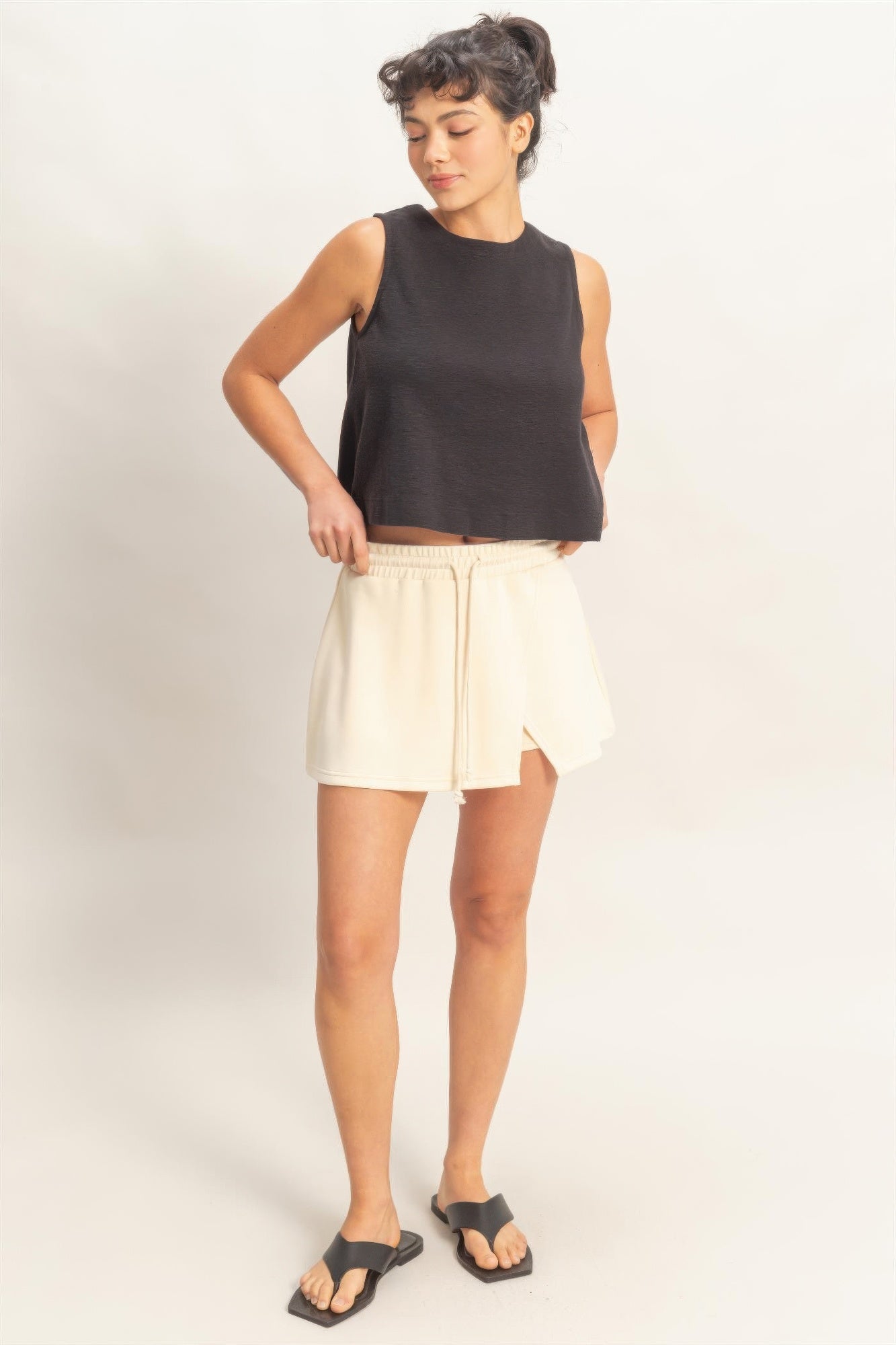 Wrap Front Elastic Waist Skort Secondary image