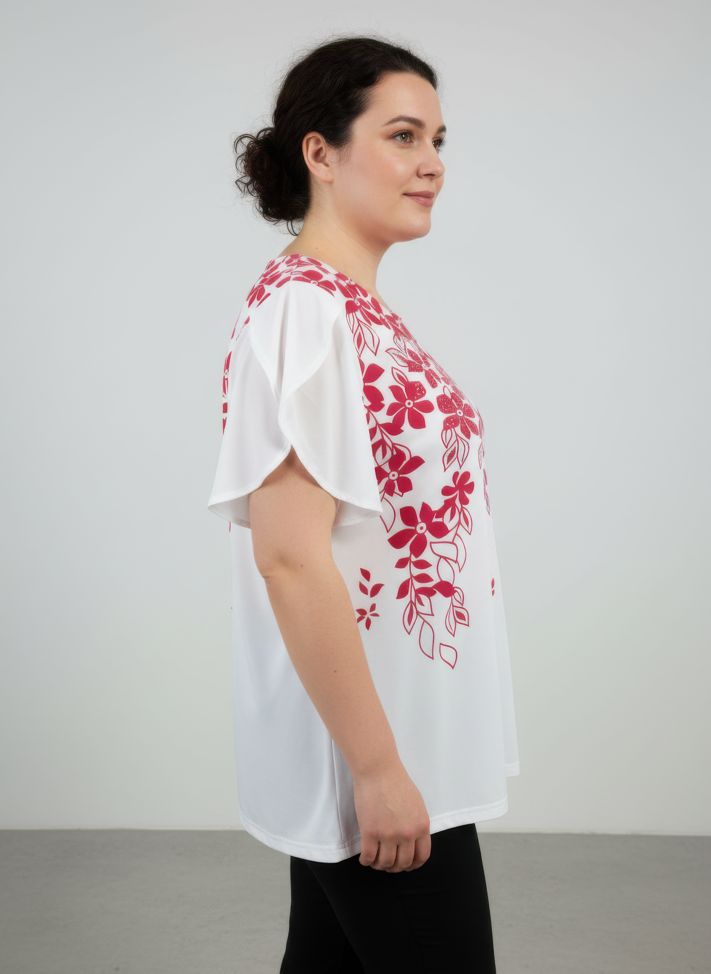 Floral Print Flutter Sleeve Knit Top Secondary image