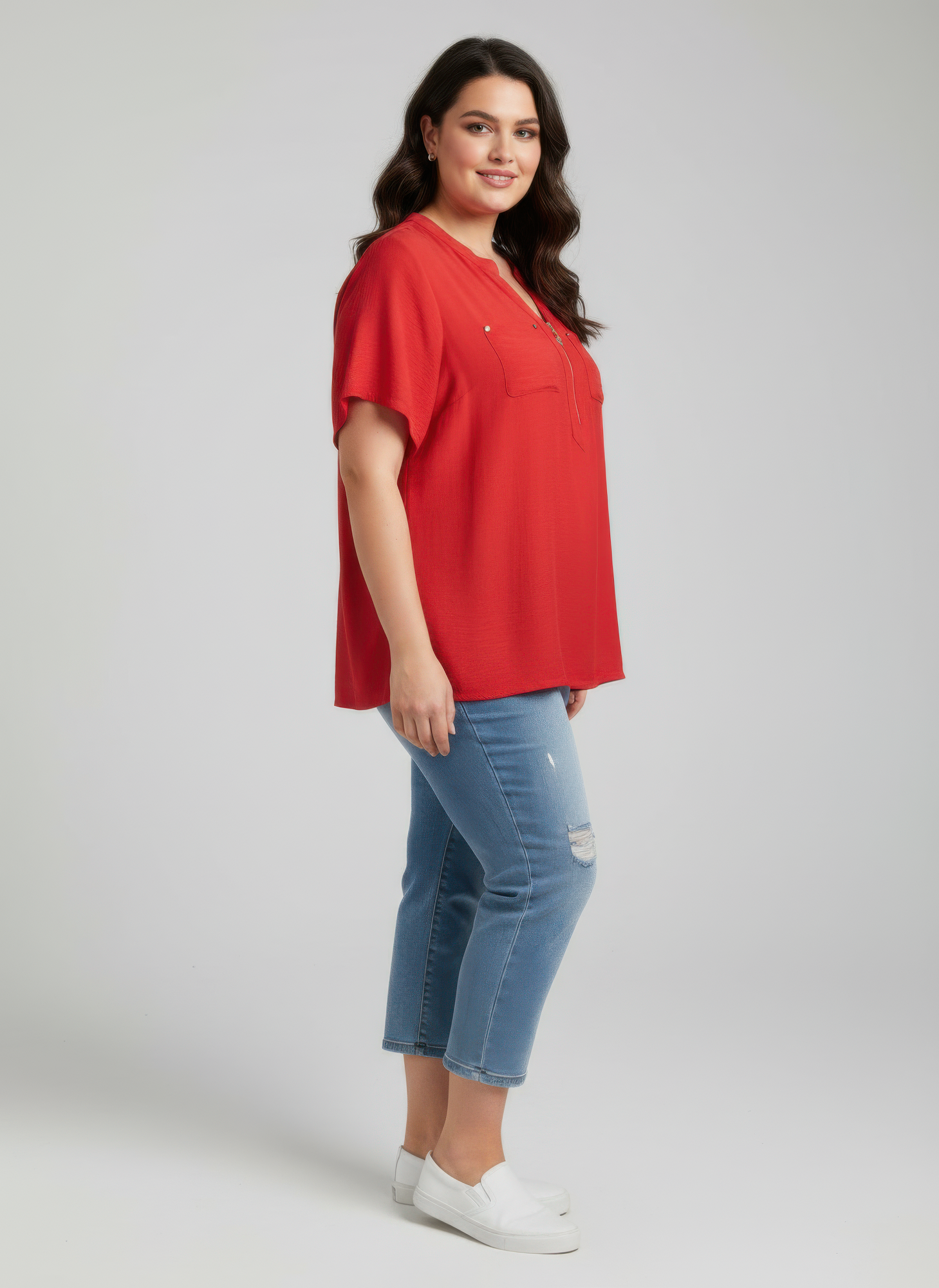 Zip-front Utility Pocket Knit Top Secondary image