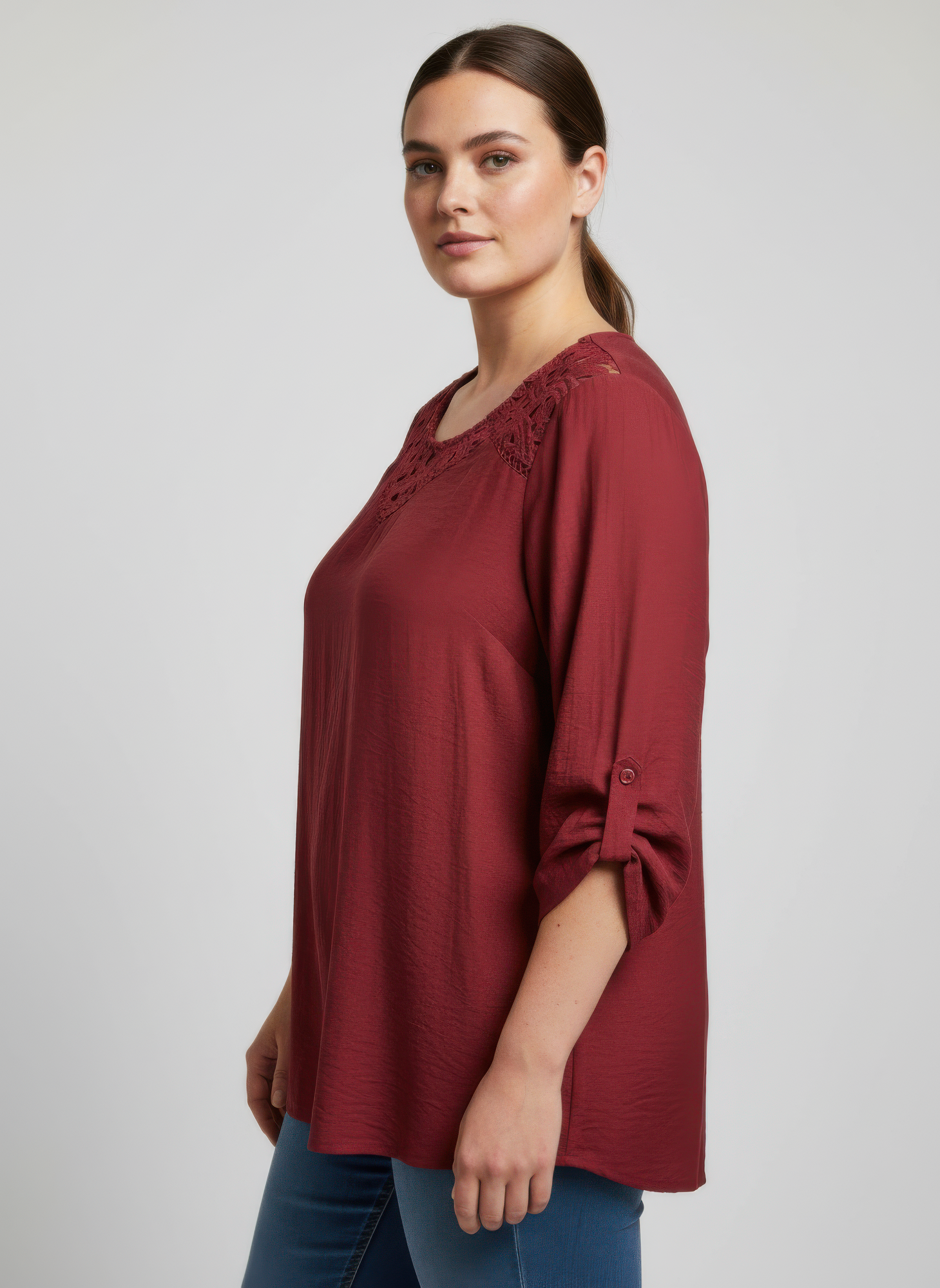 Lace Yoke Bell Sleeve Knit Tunic Secondary image
