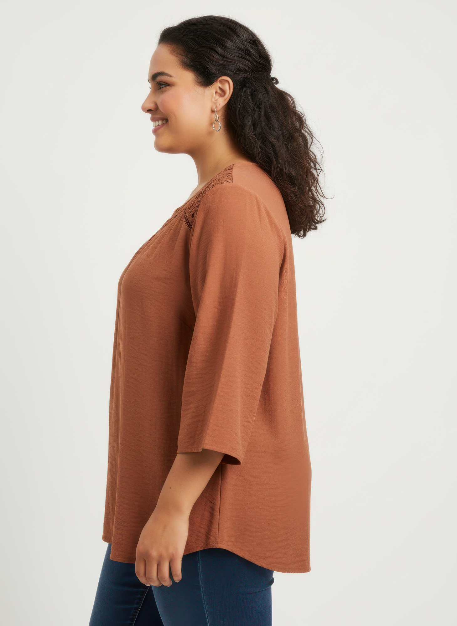 Lace Yoke Bell Sleeve Knit Tunic Secondary image