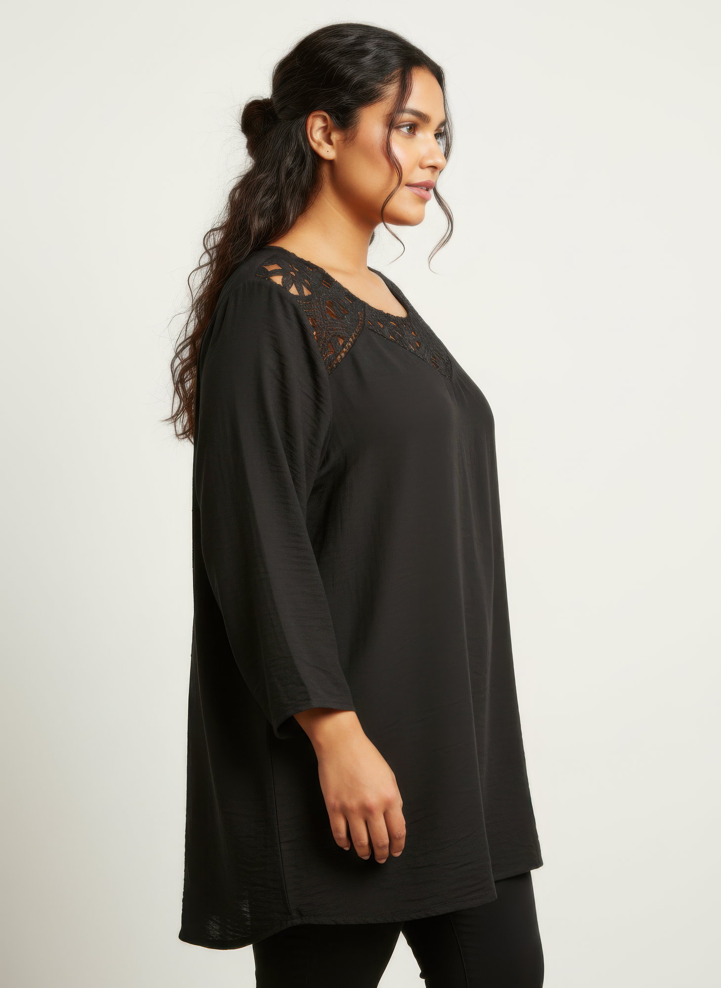 Lace Yoke Bell Sleeve Knit Tunic Secondary image