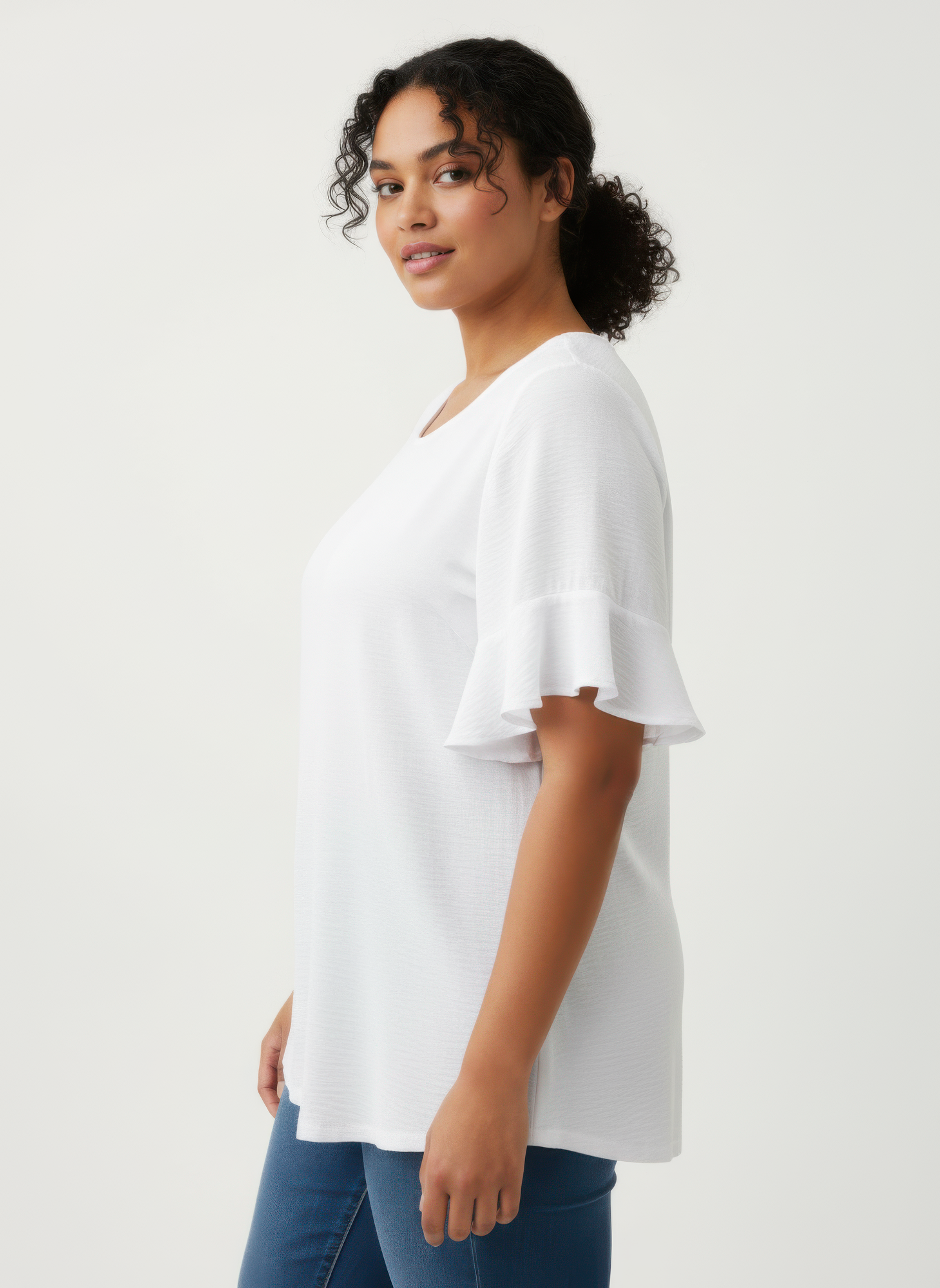 Textured Ruffle Sleeve Short Sleeve Top Secondary image