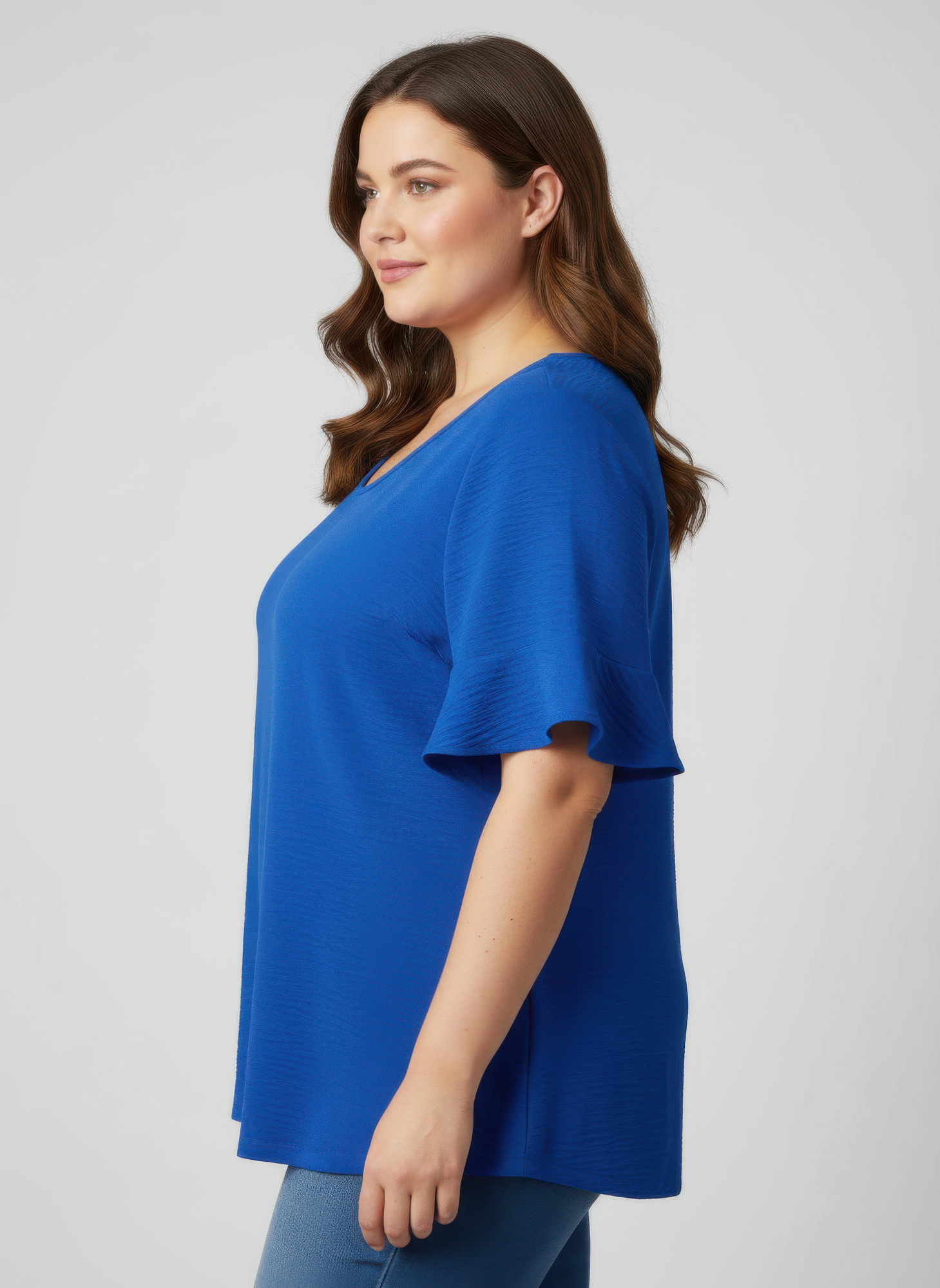 Textured Ruffle Sleeve Short Sleeve Top Secondary image