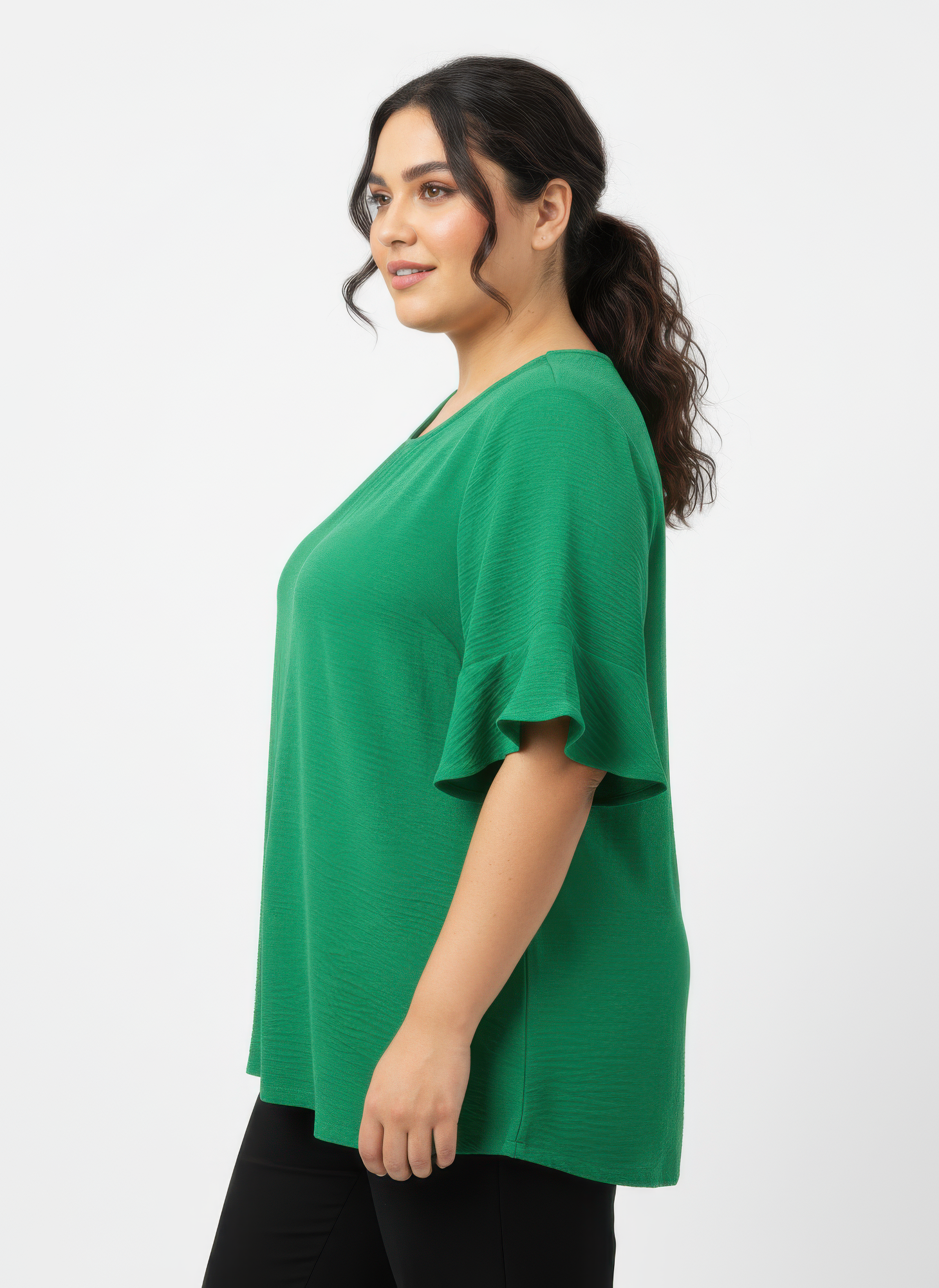 Textured Ruffle Sleeve Short Sleeve Top Secondary image