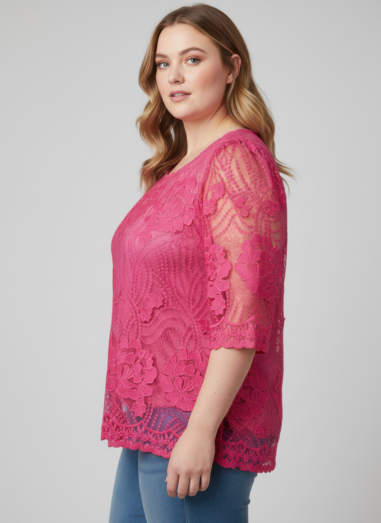 Elegant Floral Lace Sleeve Blouse Secondary image
