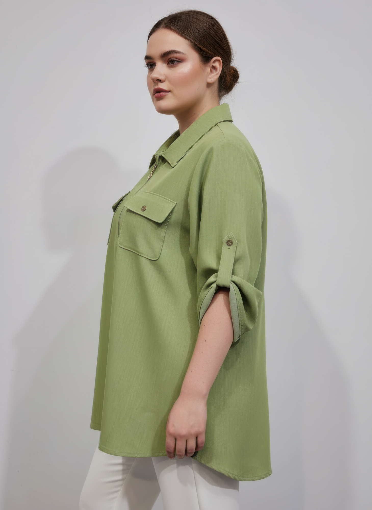 Zip Front Utility Pocket Tunic Blouse Secondary image