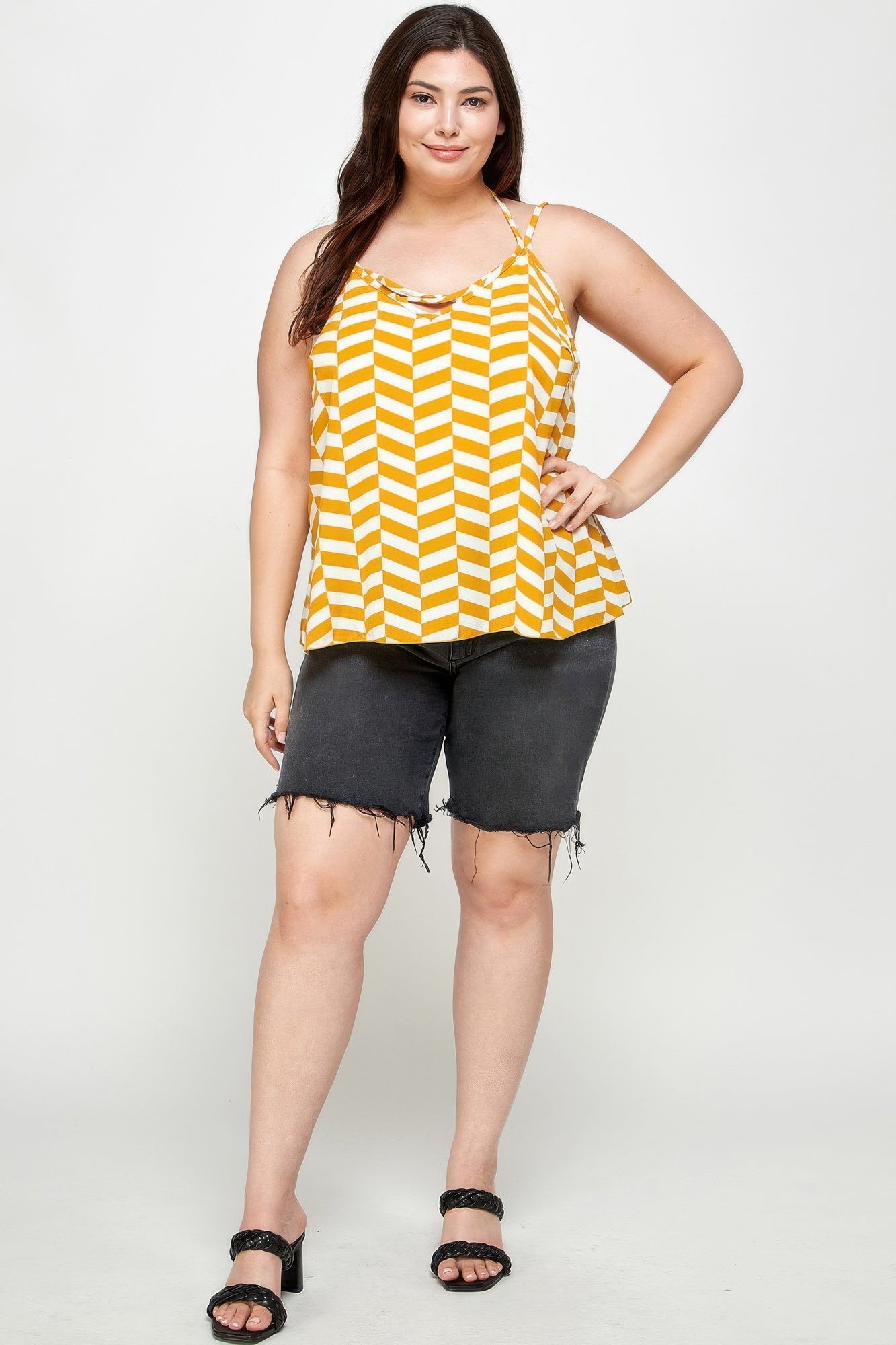 Plus Size Geometric Top With Double Spaghetti Strap Secondary image