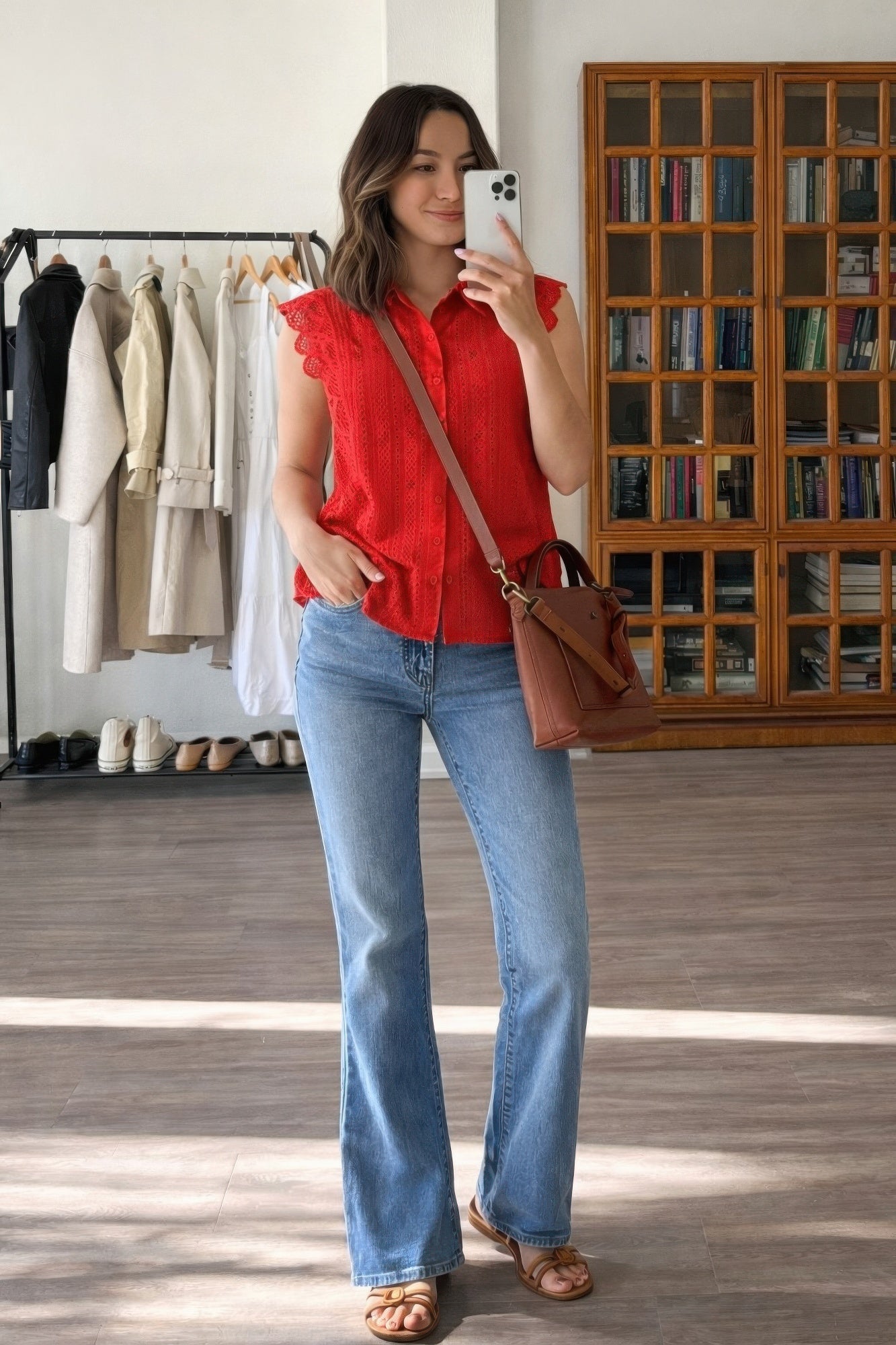 Timeless Cotton Eyelet Lace Button-front Blouse Secondary image