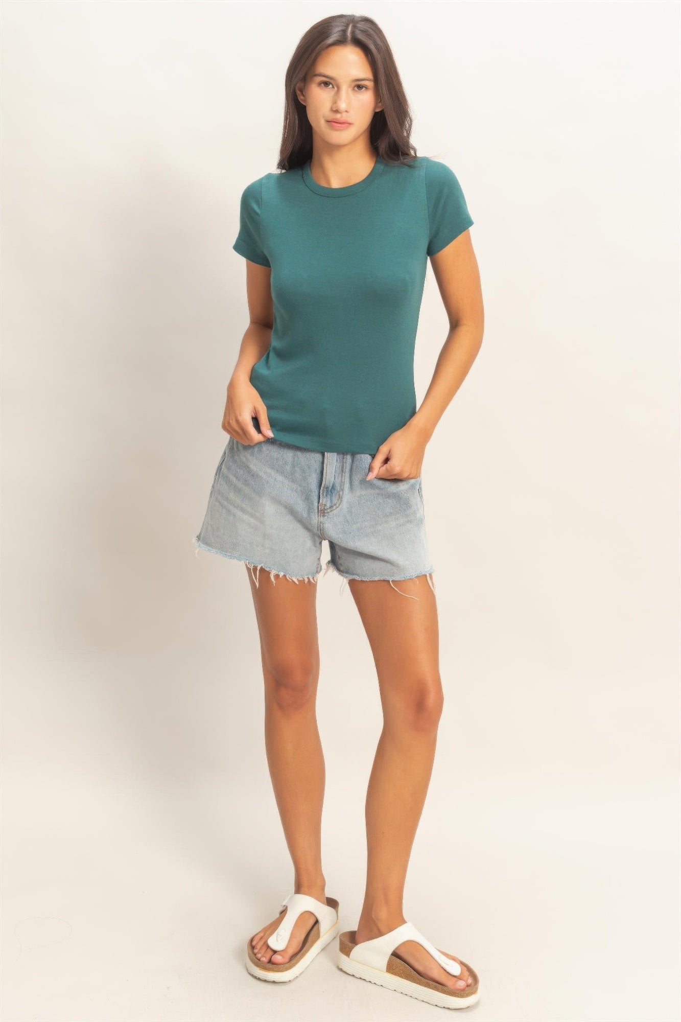 Mineral Washed Crew Neck Short Sleeve Top Secondary image
