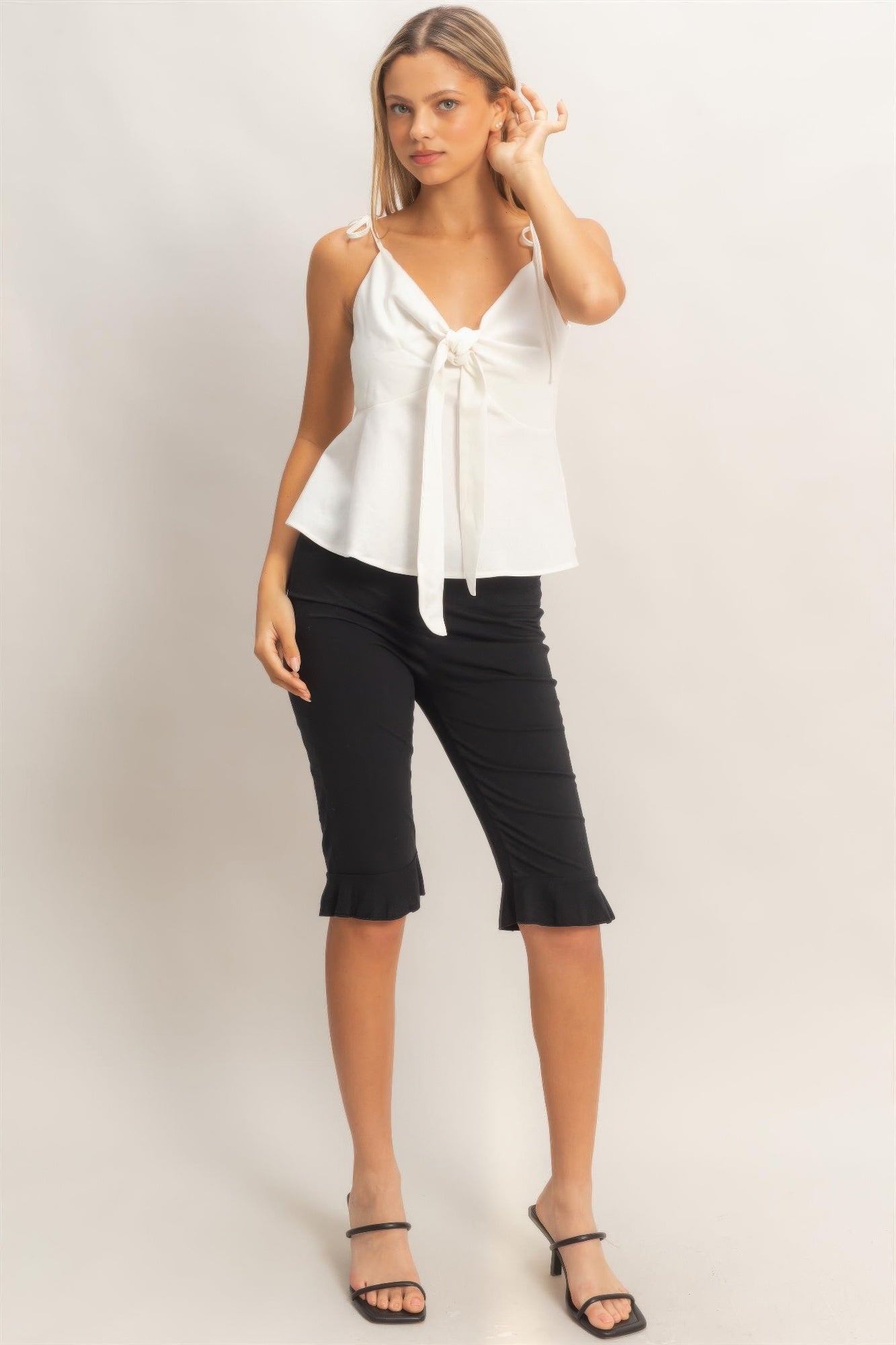 Tie Front Spaghetti Strap Top Secondary image
