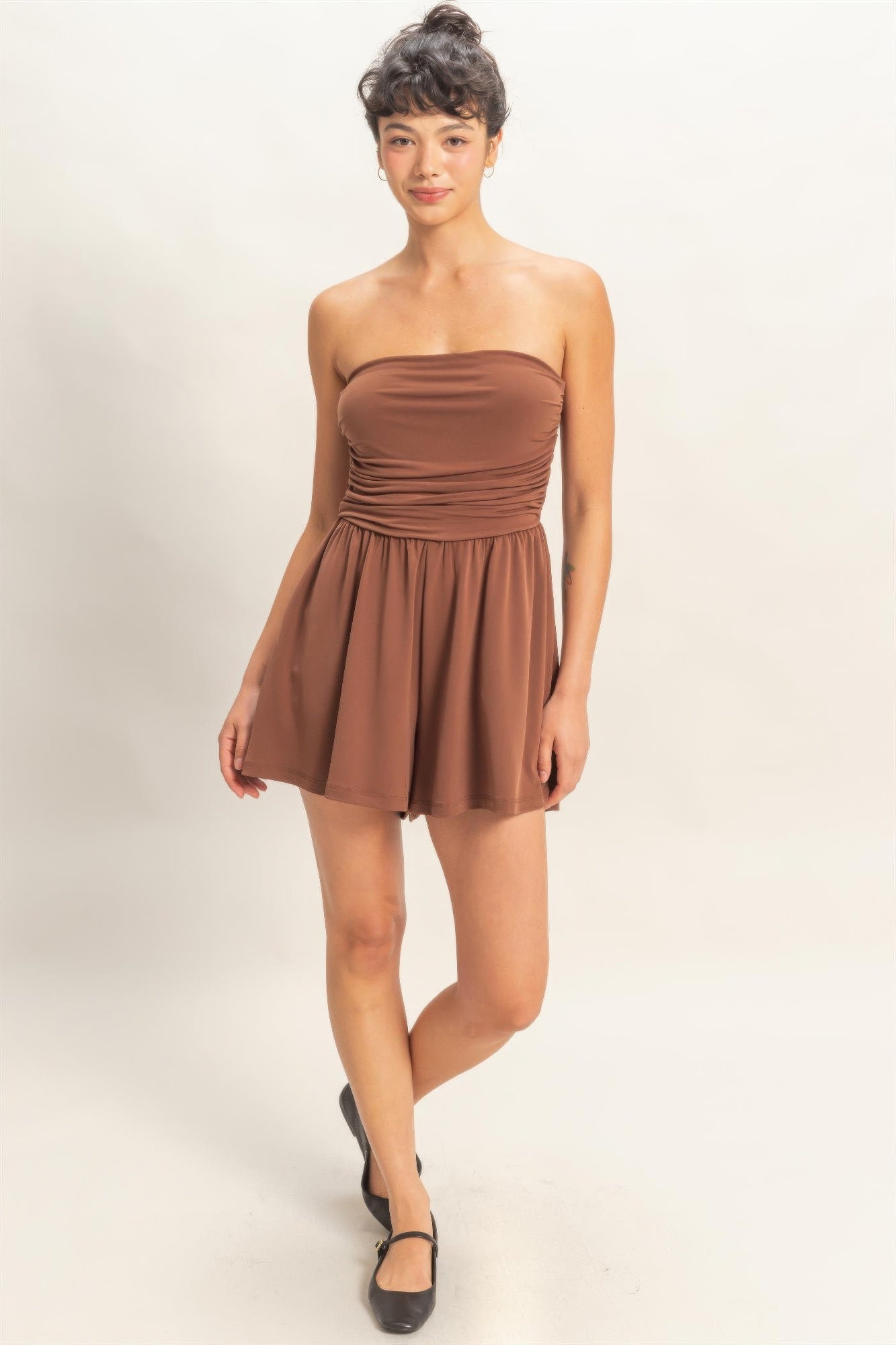 Strapless Shirred Waist Romper Secondary image