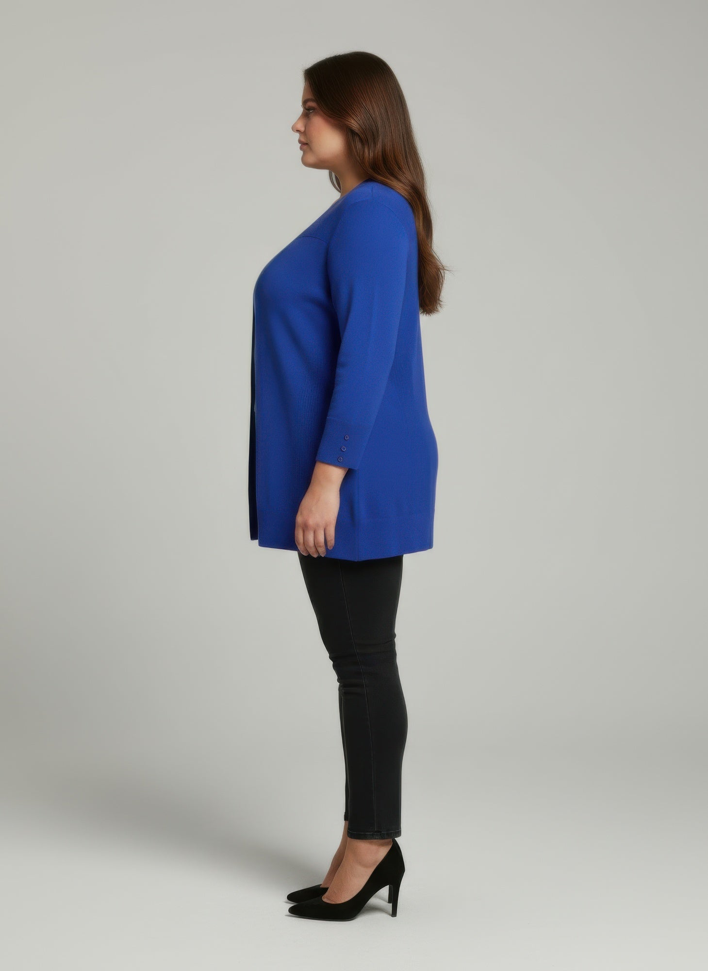 Mocha Button Cuff Ribbed Knit Tunic Top Secondary image