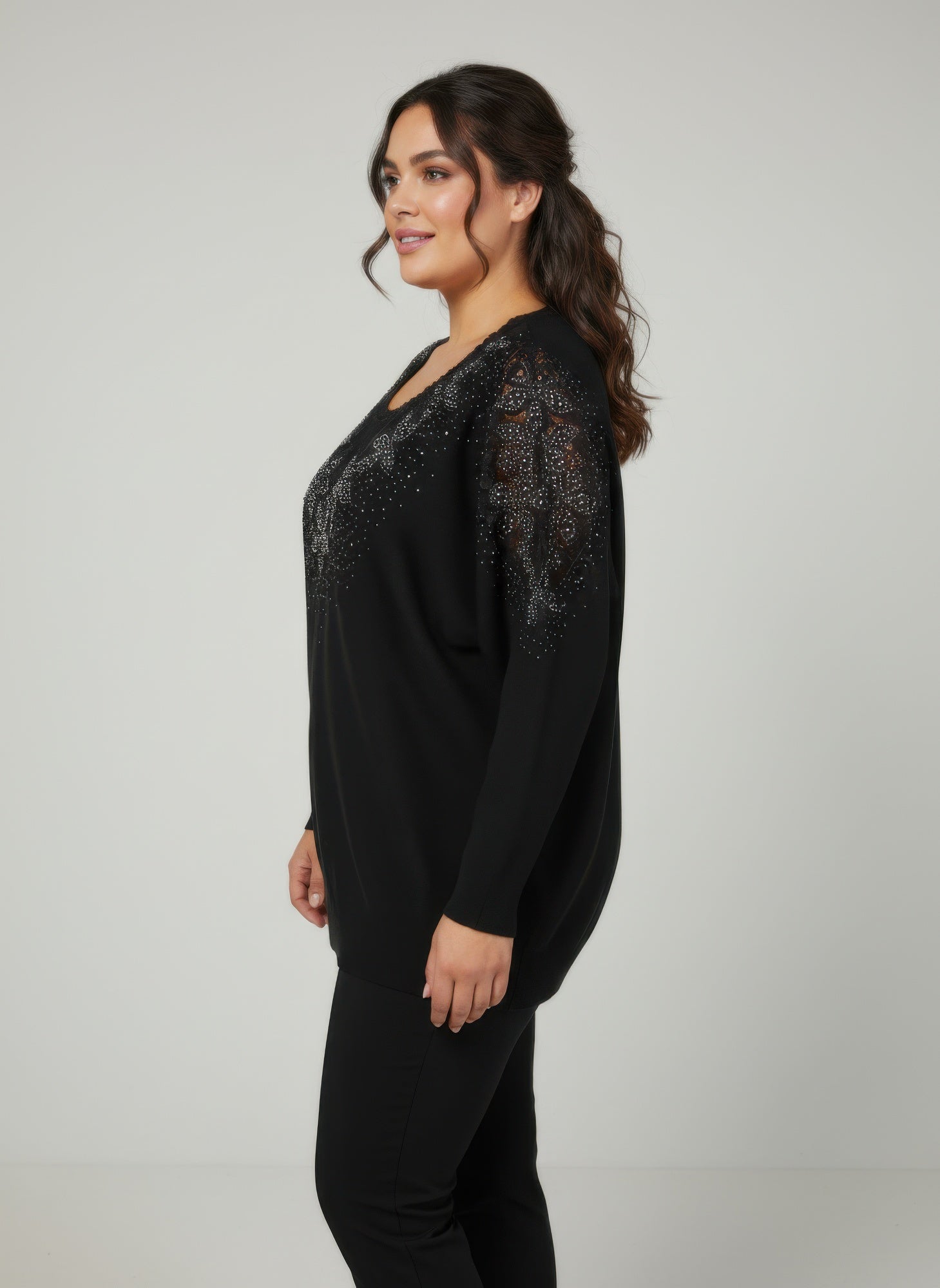 Midnight Sparkle Embellished Knit Tunic Top Secondary image