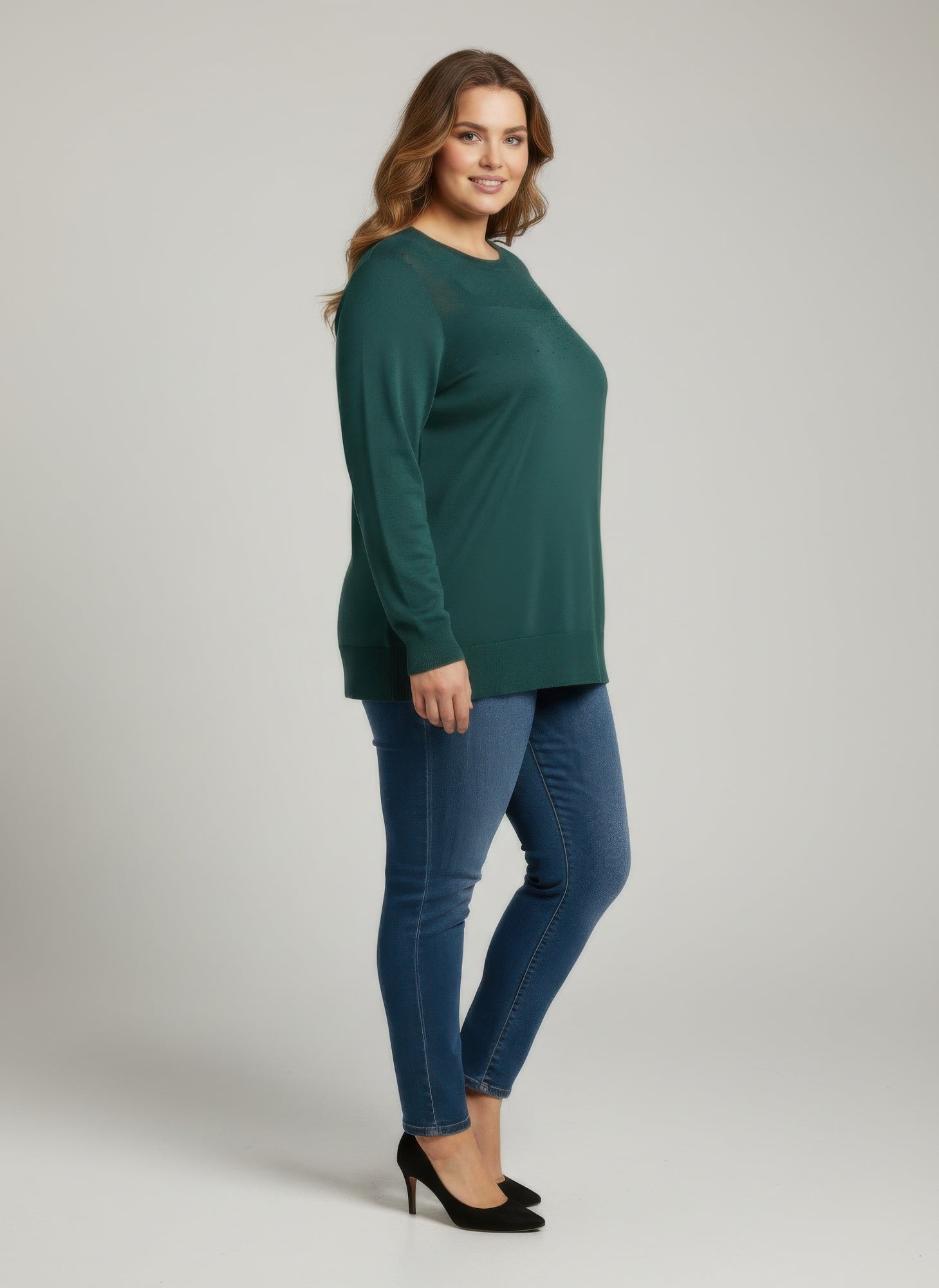 Burgundy Shimmer Detail Knit Tunic Top Secondary image