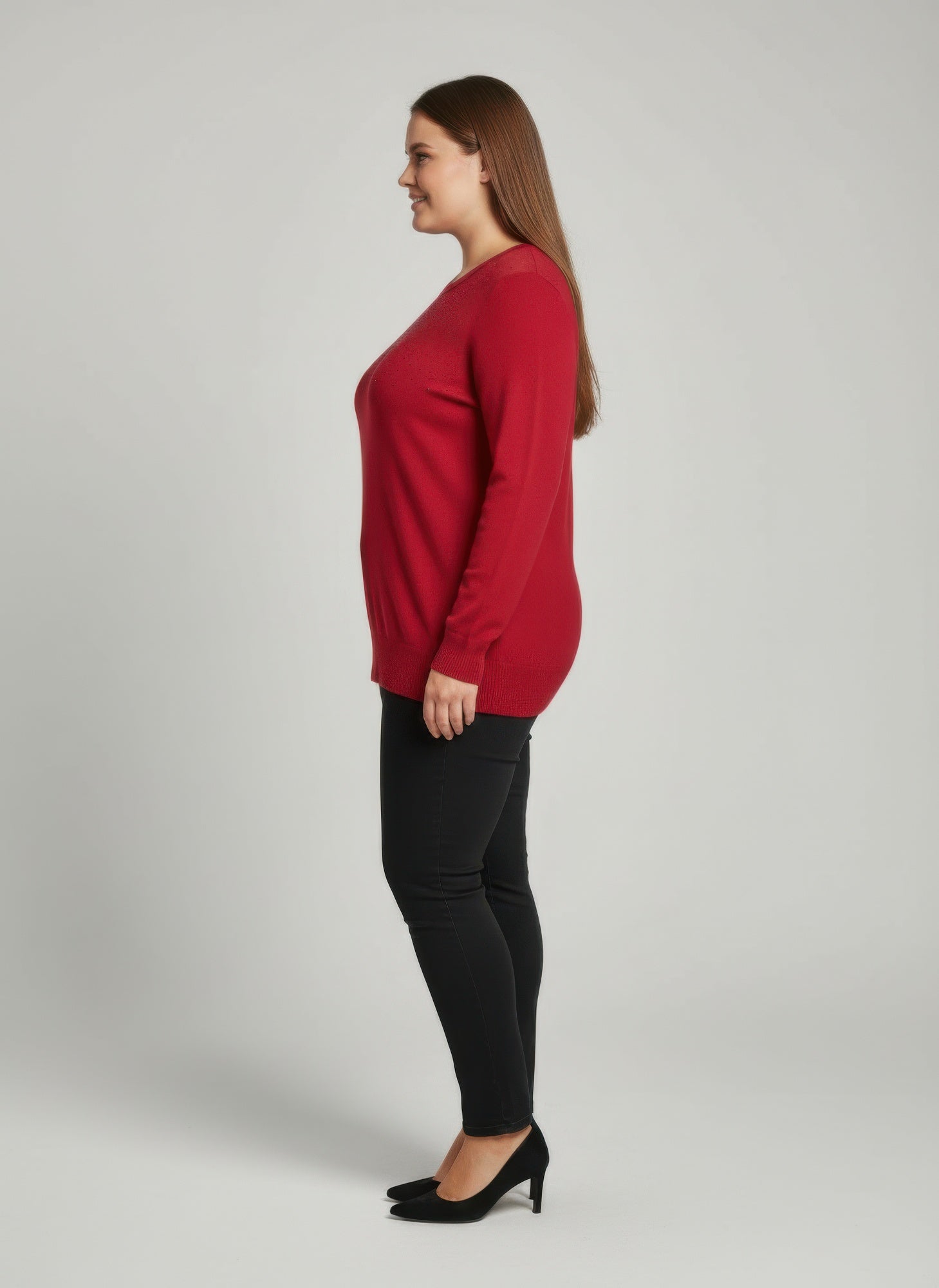 Burgundy Shimmer Detail Knit Tunic Top Secondary image