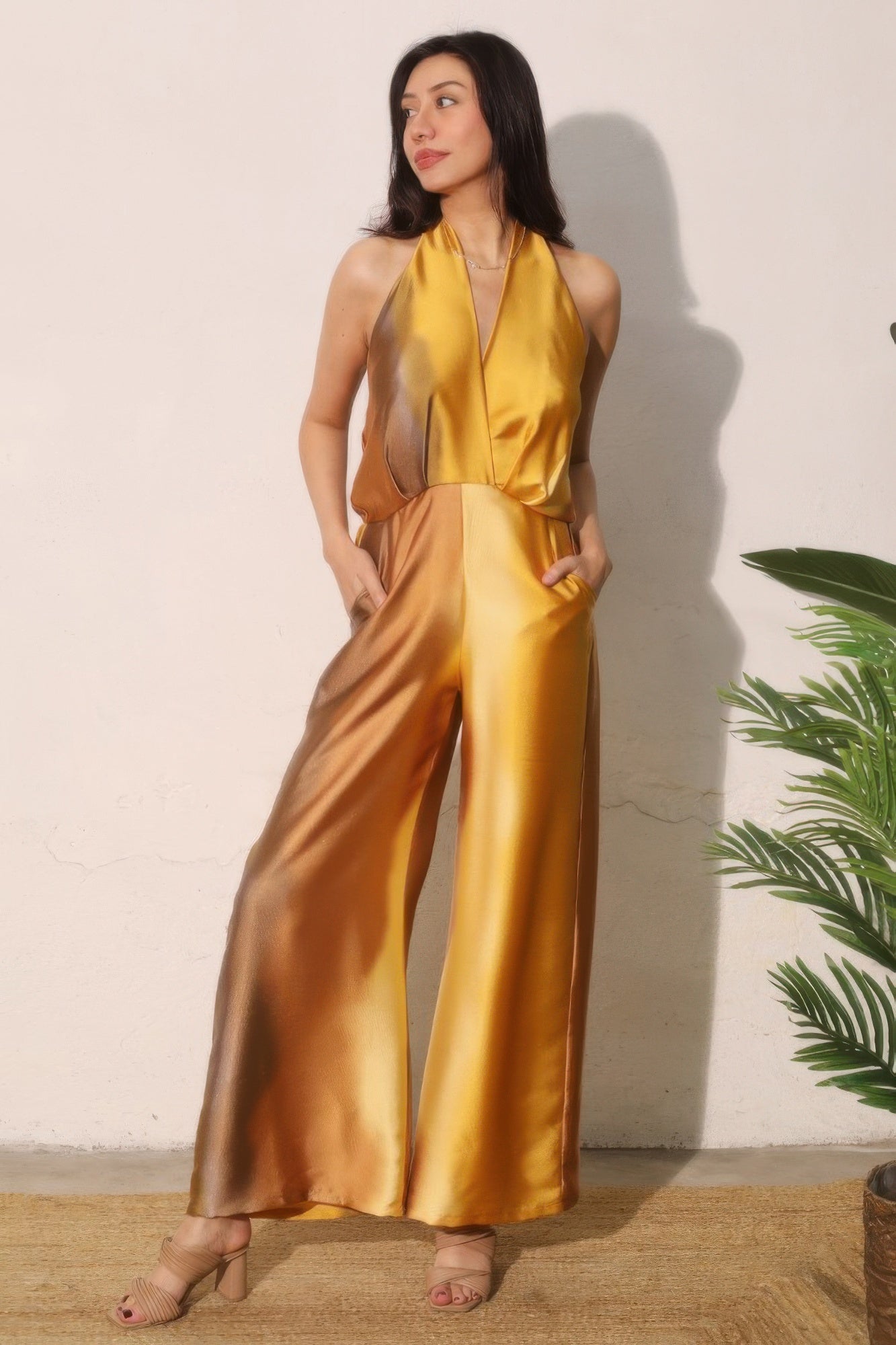 Ombre Satin Convertible Halter Jumpsuit Secondary image