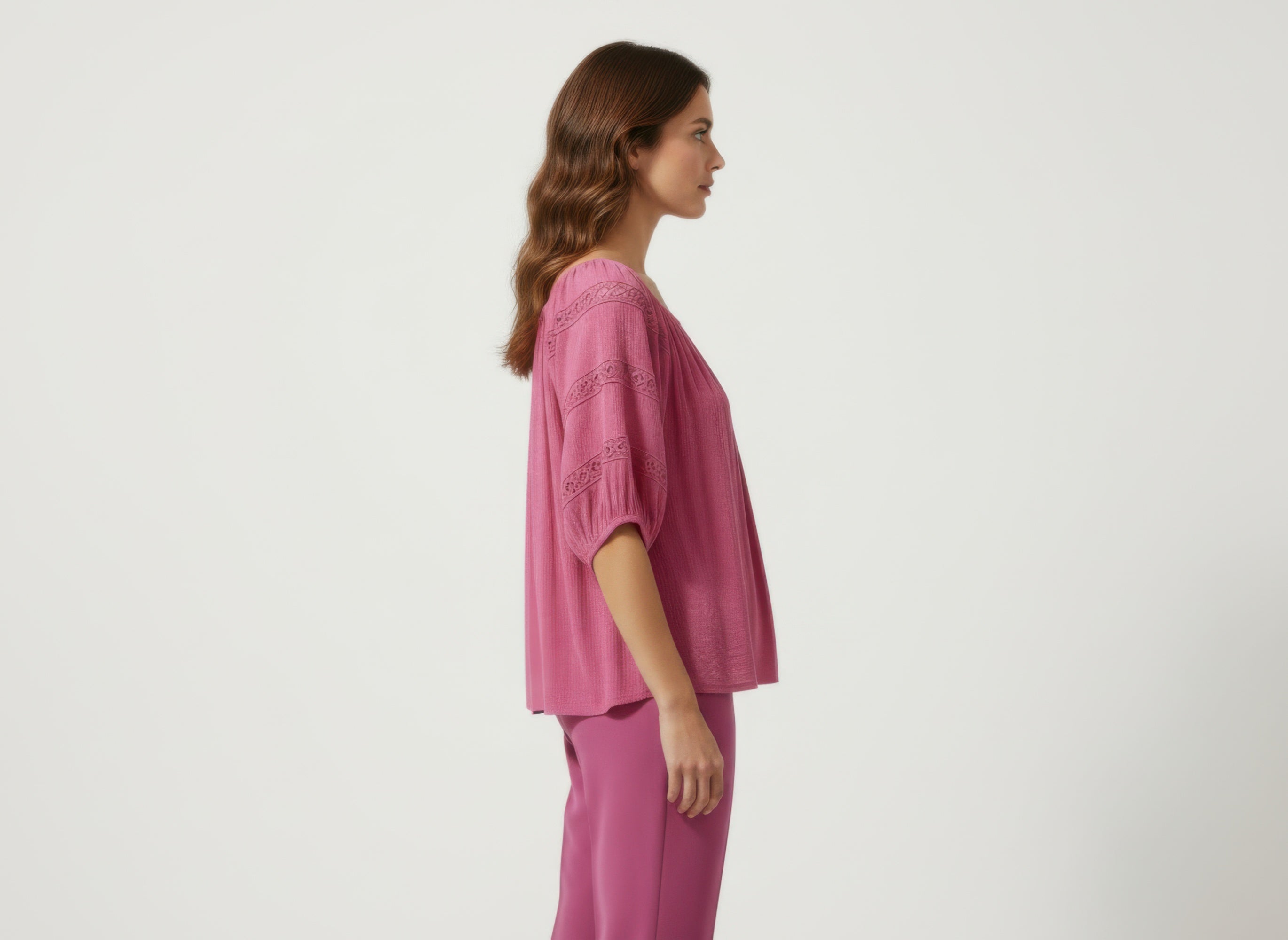 Unique Spectrum Solid Short Sleeve Blouse Secondary image