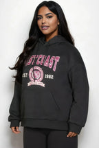 Plus Size Graphic Kangaroo Pocket Drawstring Hoodie | Mixtshop LLC